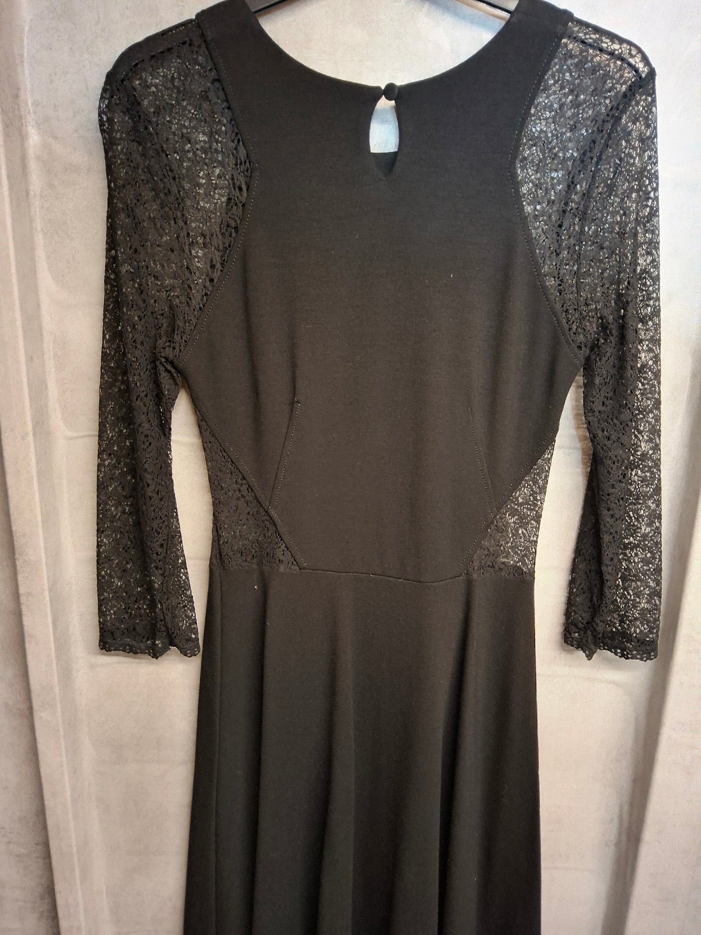 French Connection Black Lace Flared Dress β Size 10