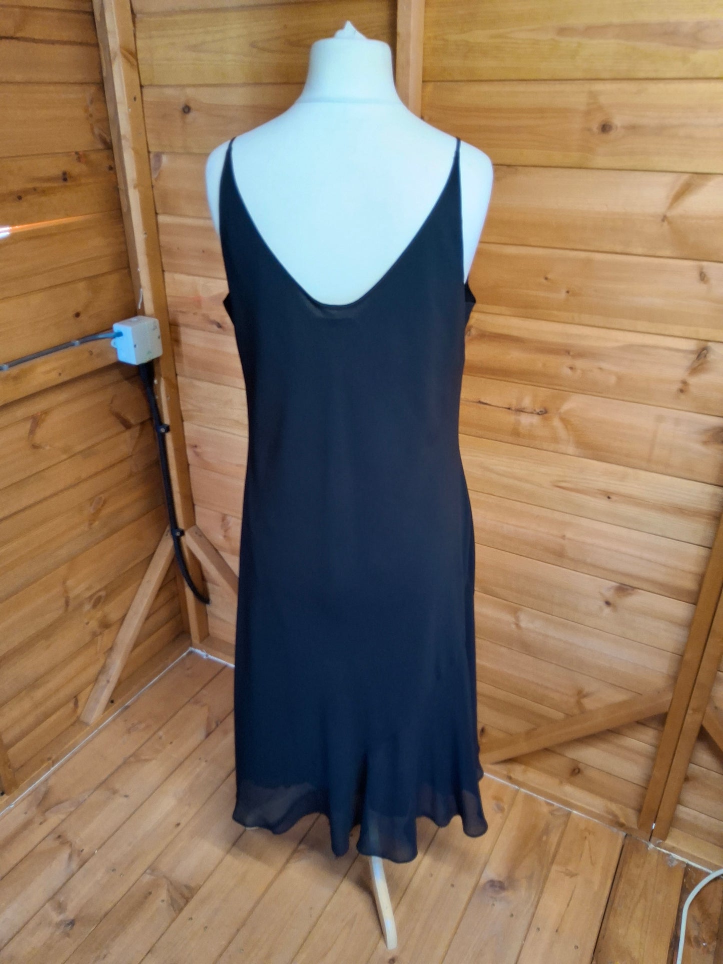 90s/Y2K Black Slip Dress Size 18 | Beaded Detail | Lined