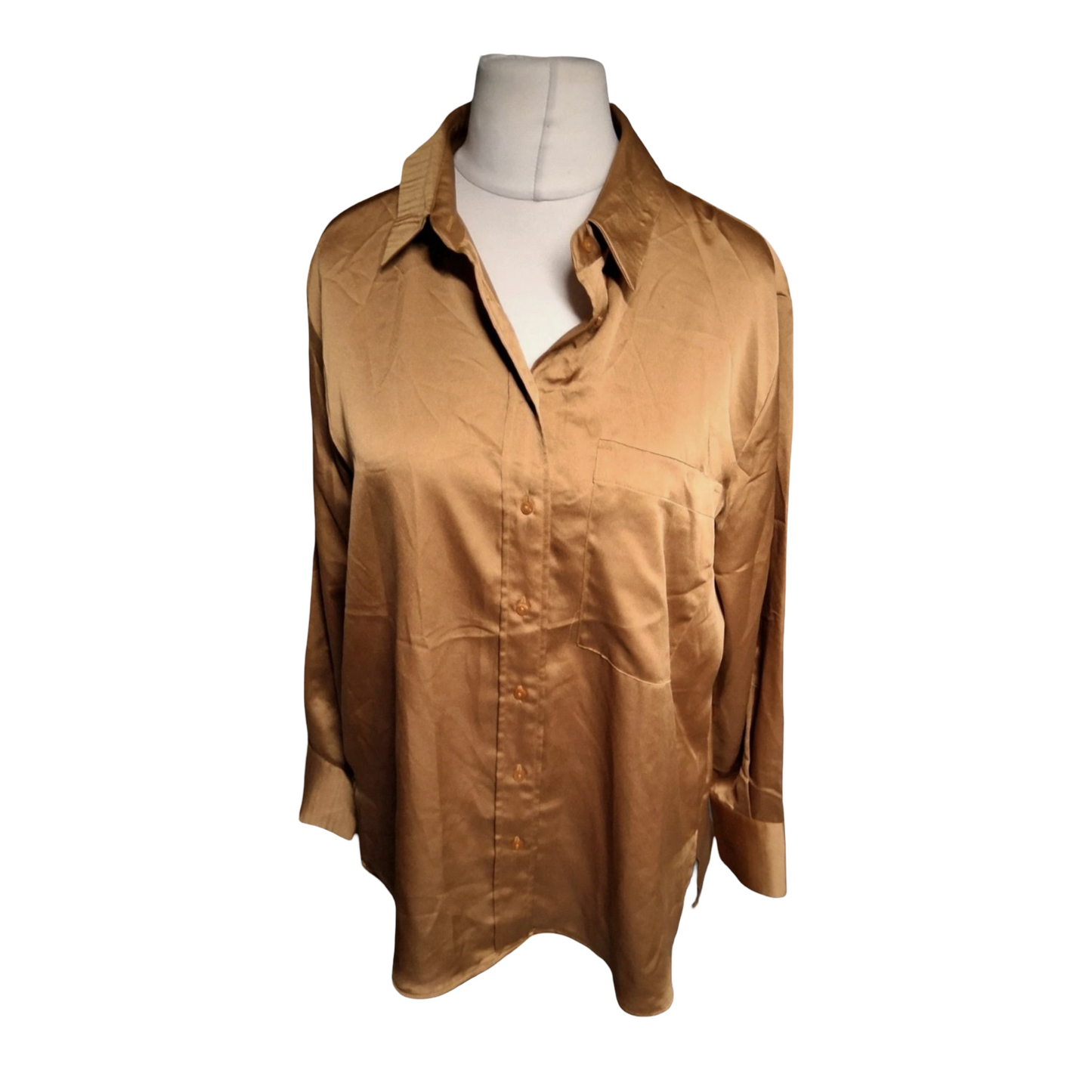 Mango Gold Oversized Silky Blouse – Size L (UK size 12/14)