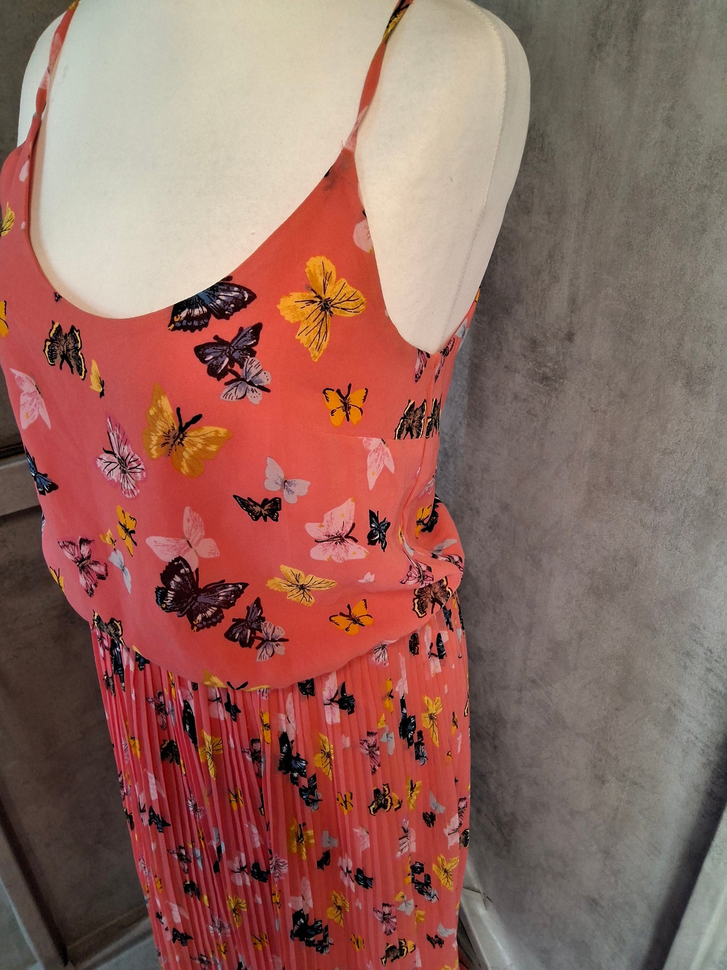 Oasis Butterfly Print Pleated Maxi Dress – Size 10