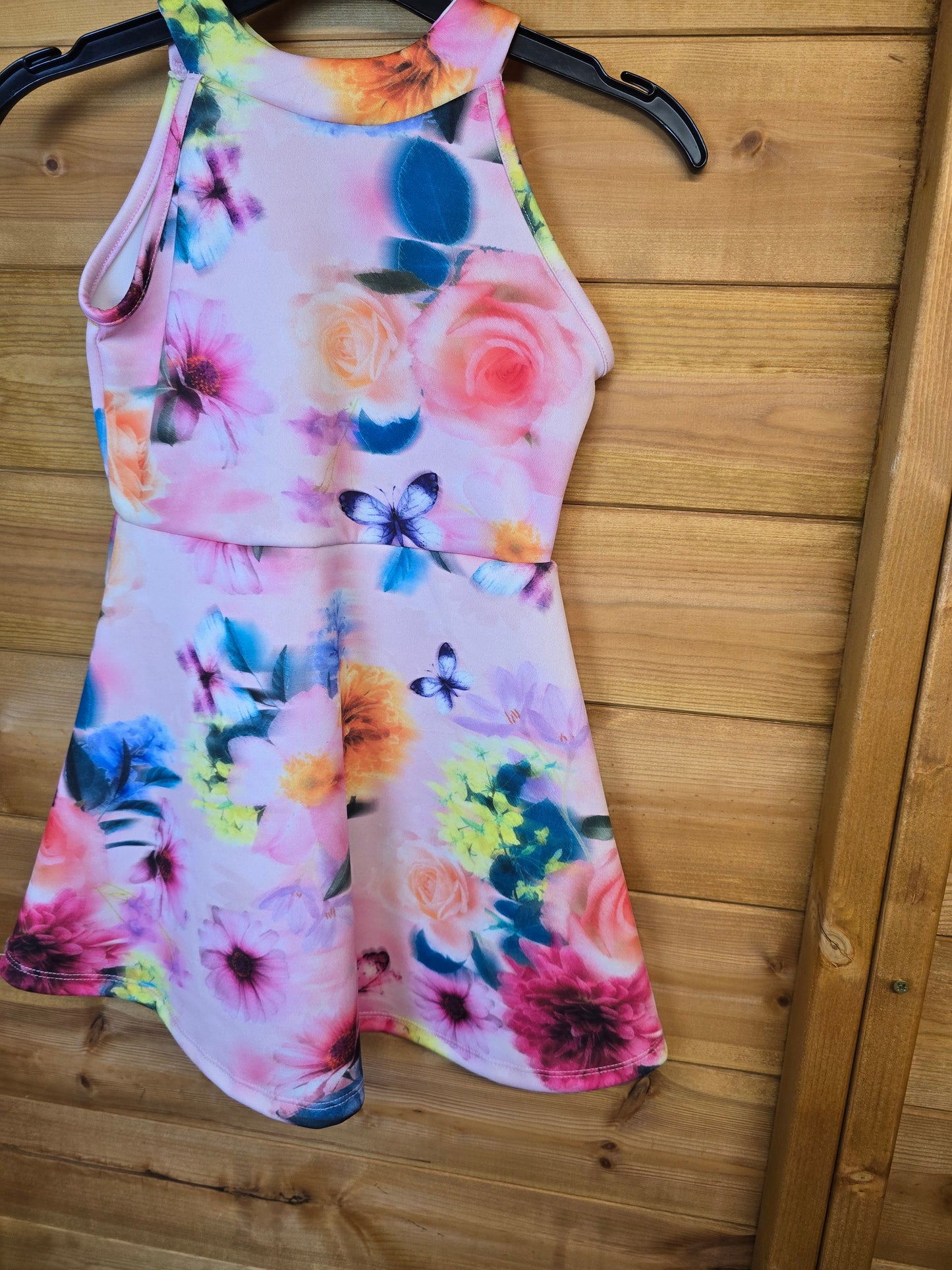 Matalan Girls Pink Floral Sleeveless Dress | Age 4 Years | Button Back Closure