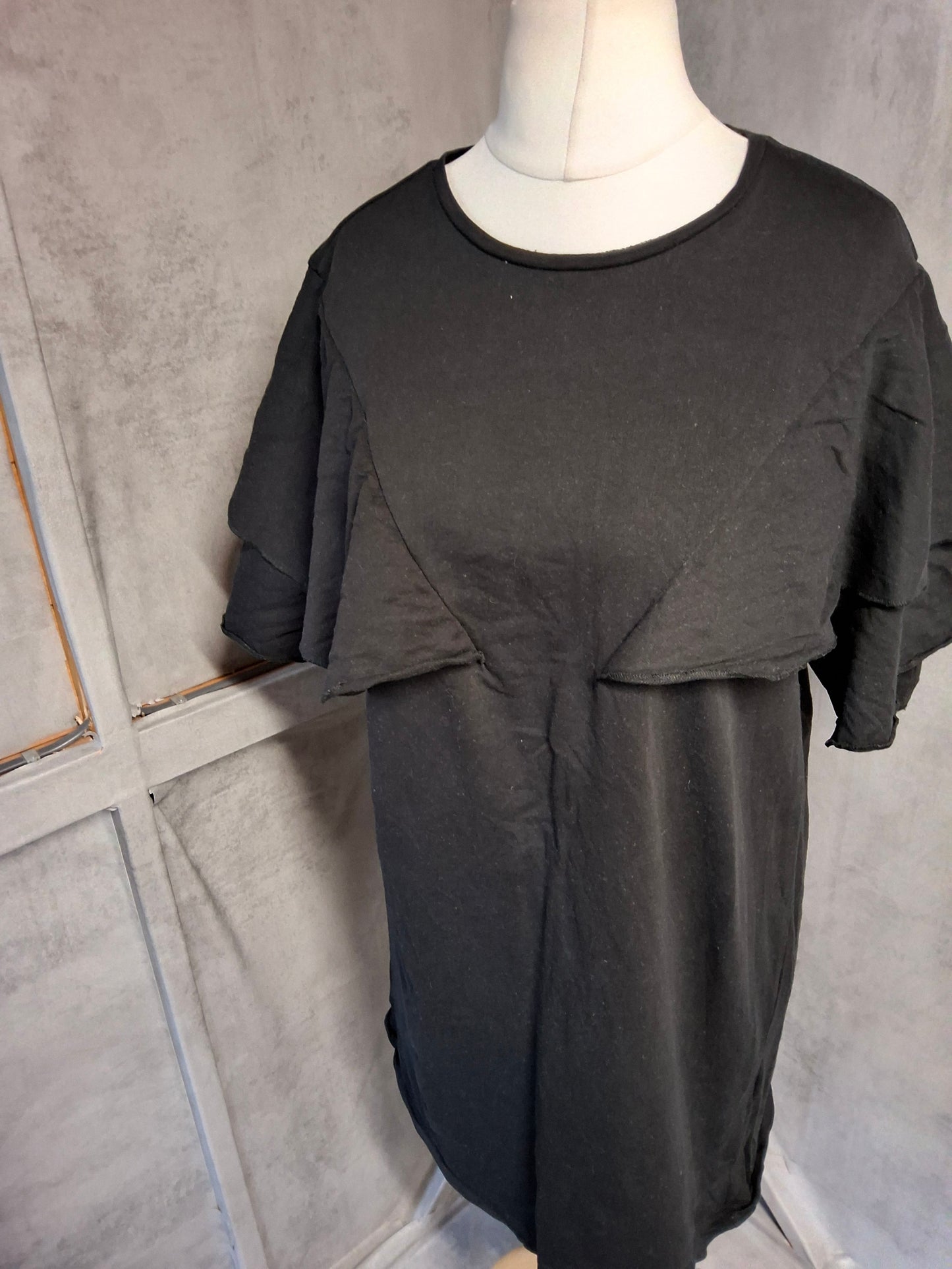 Zara Black Cotton T-Shirt Mini Dress – Euro L – UK size 12/14 Fit – 100% Cotton