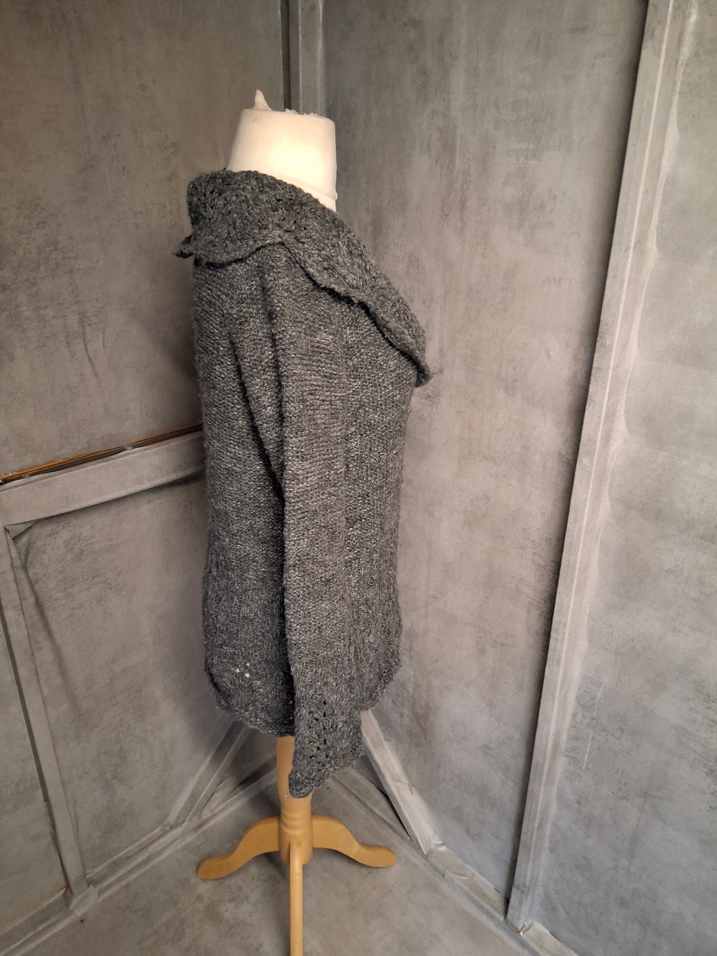 Per Una Grey Knitted Cardigan β Size Small (UK size 8/12) β One Button Close
