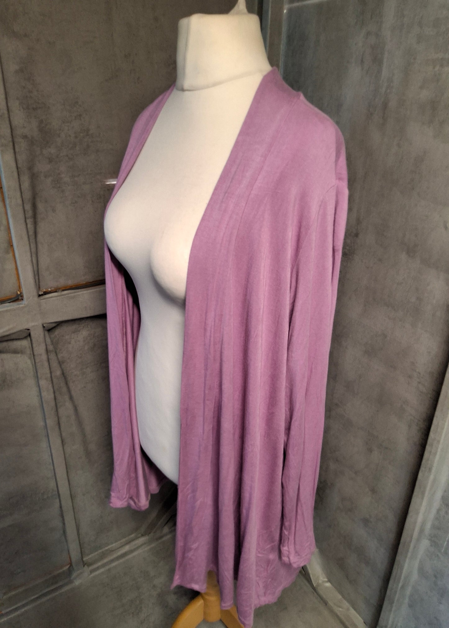 Antthony Lilac Open Cardigan β Size M (Fits UK size 14/16) β Stretch Rayon Blend