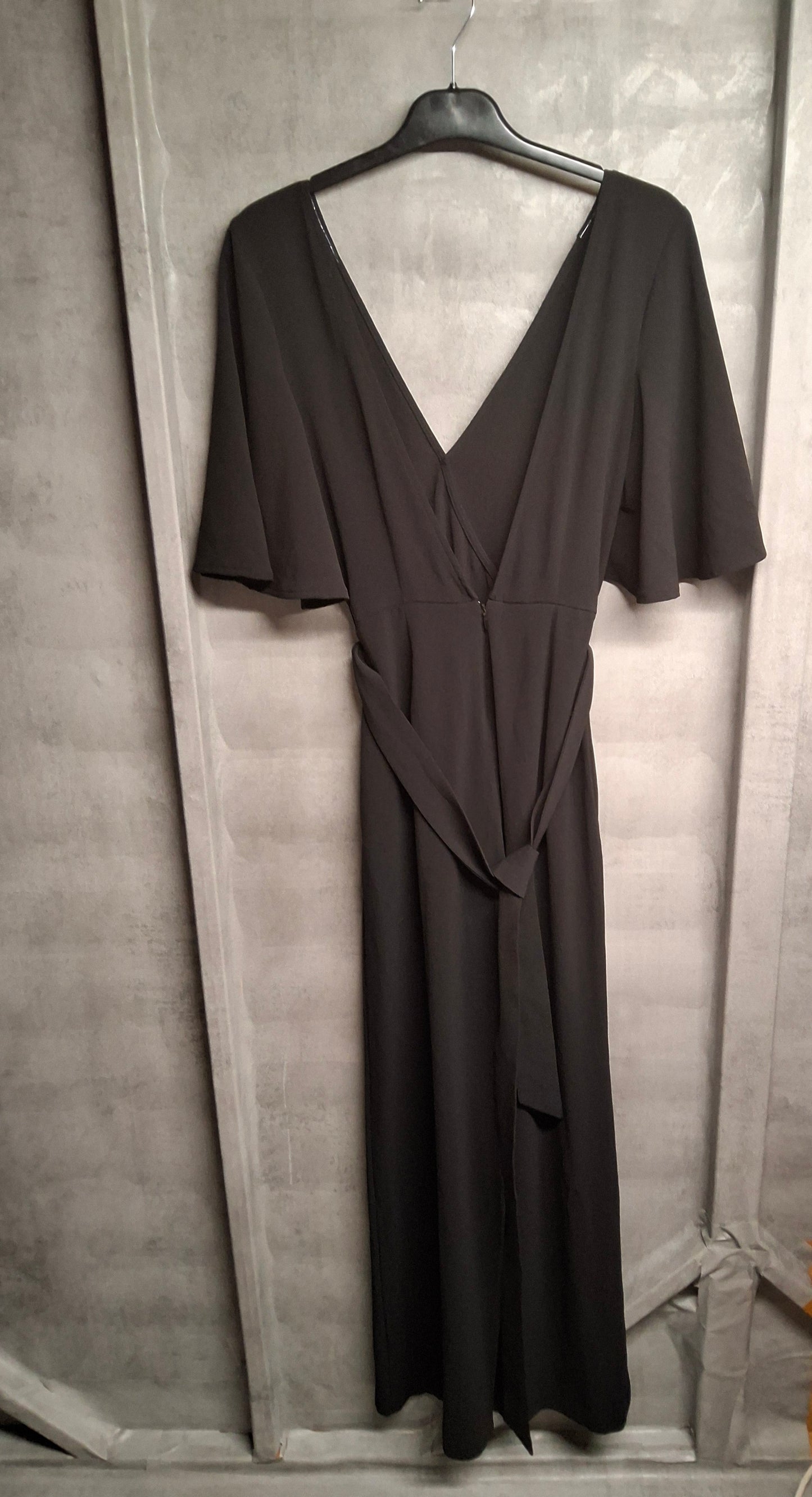 H&M Black Flared Leg Belted Jumpsuit – Size EU34 (UK size 6, fits 8)