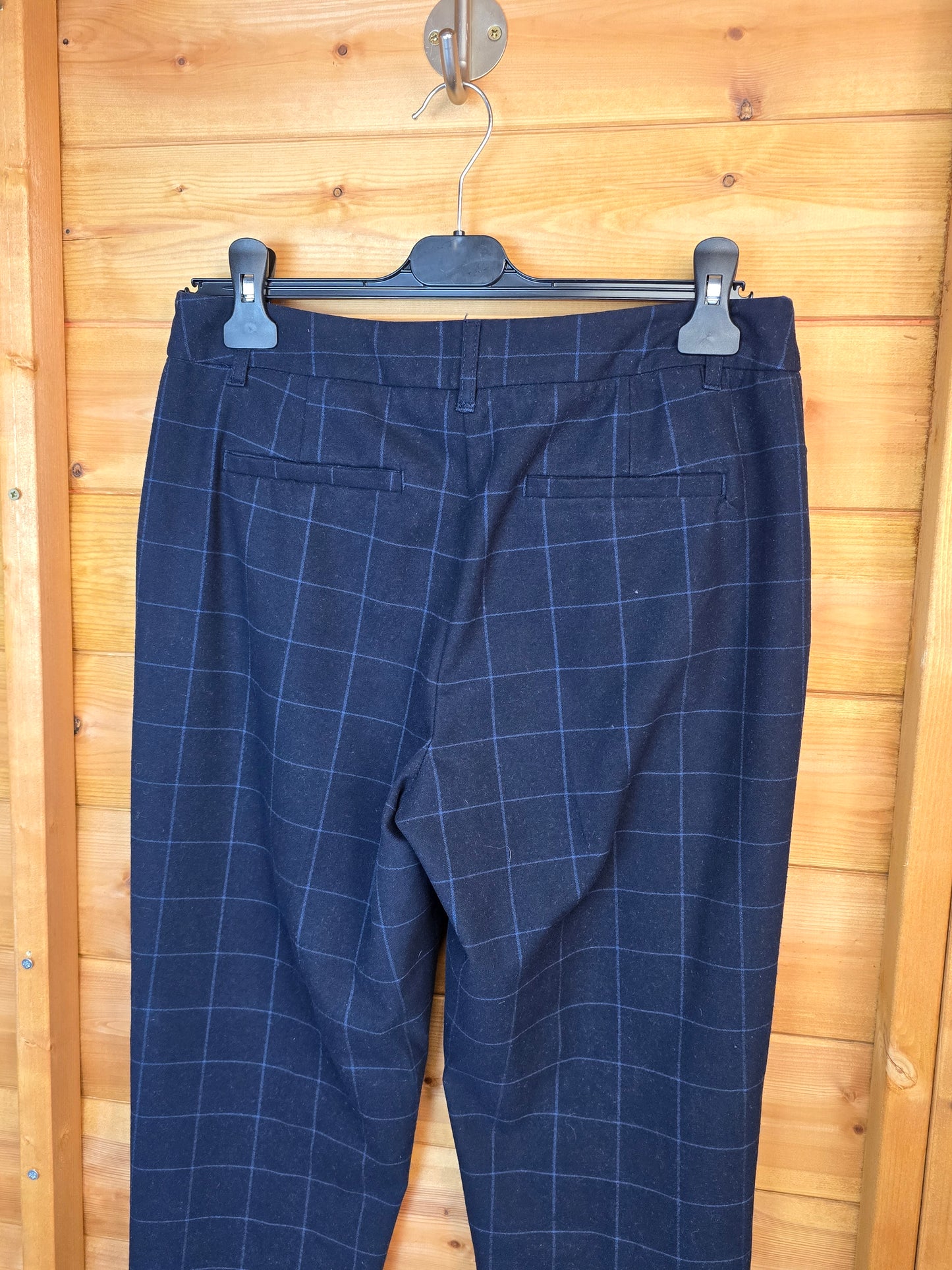 π Laura Ashley Navy Check Trousers β Size 10 | Smart & Thick Fabric