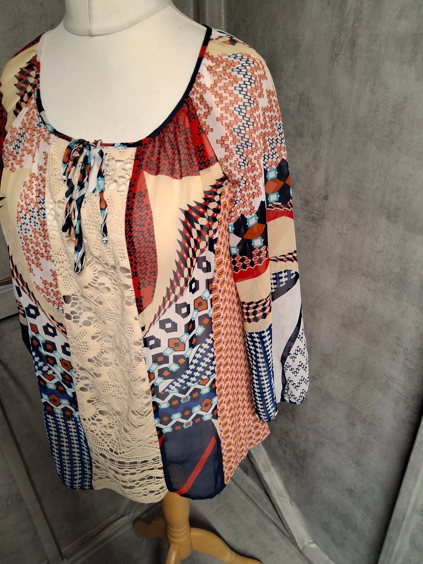 Figueroa & Flower Patchwork Blouse – Size L (UK size 12/14)