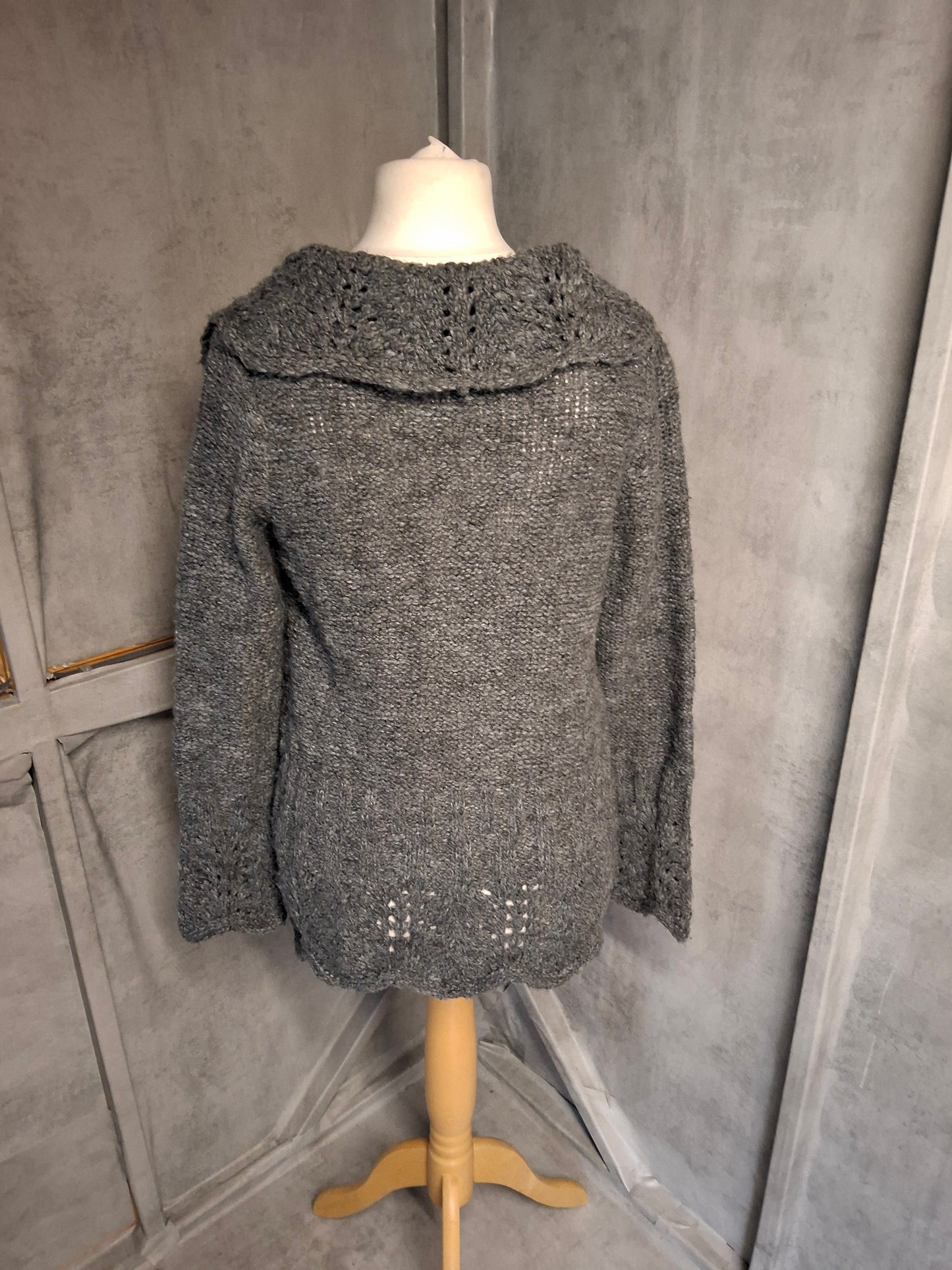 Per Una Grey Knitted Cardigan β Size Small (UK size 8/12) β One Button Close