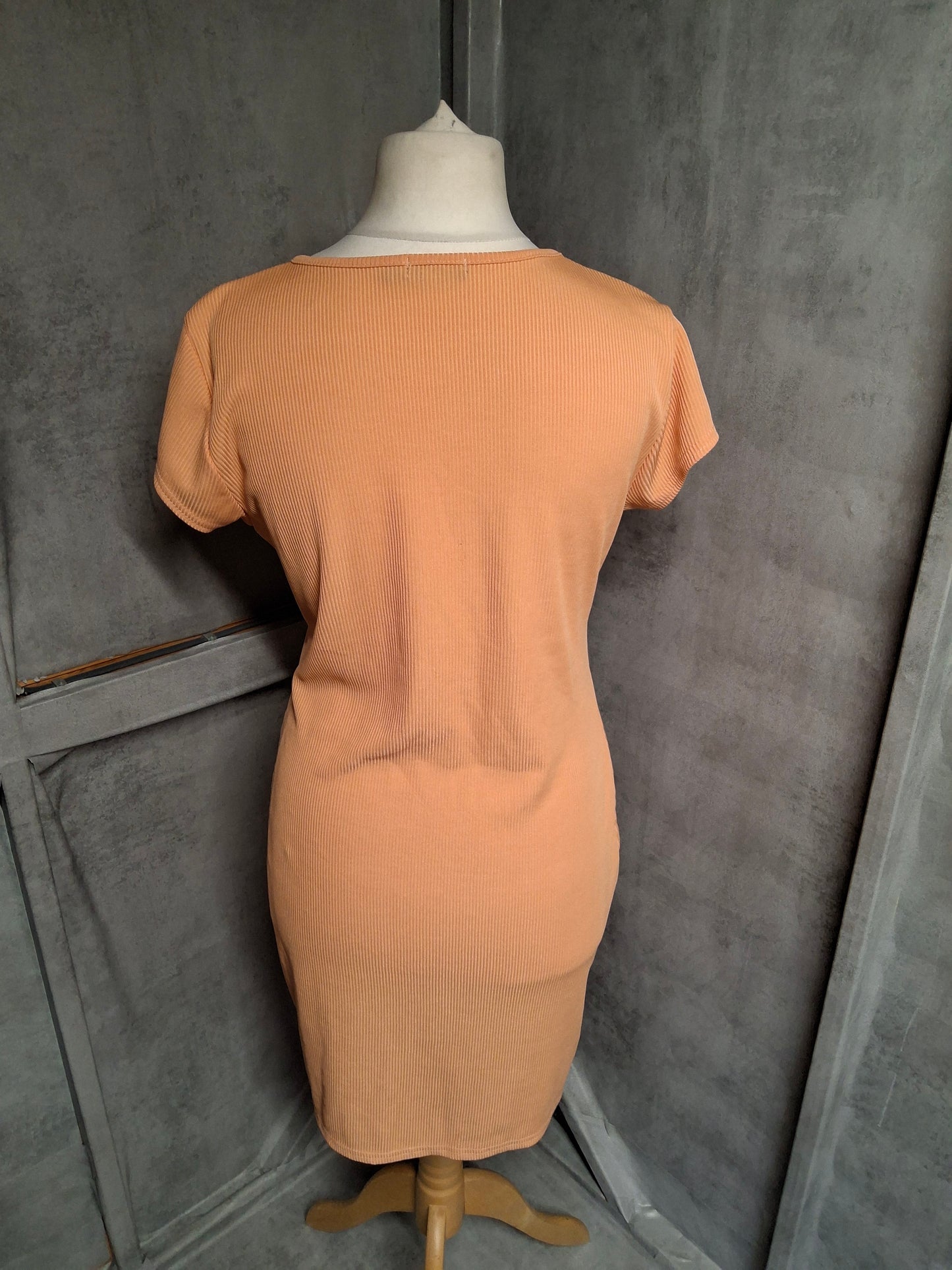 Boohoo Coral Orange Ribbed Bodycon Dress β Size 18 (Fits UK size 16) β Curve Chic