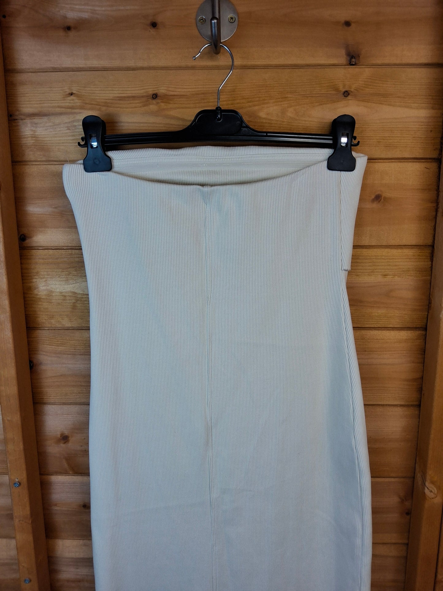✨ M&S Cream Strapless Bodycon Midi Dress – Size 10 – Cotton Comfort with a Chic Fit ✨