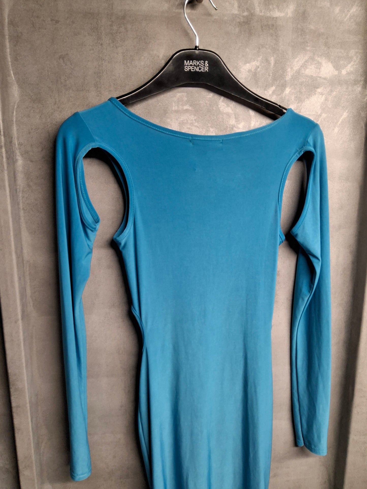 PrettyLittleThing Blue Cold Shoulder Bodycon Mini Dress ā Size 6 ā BNWT ā Tie Front Party Look