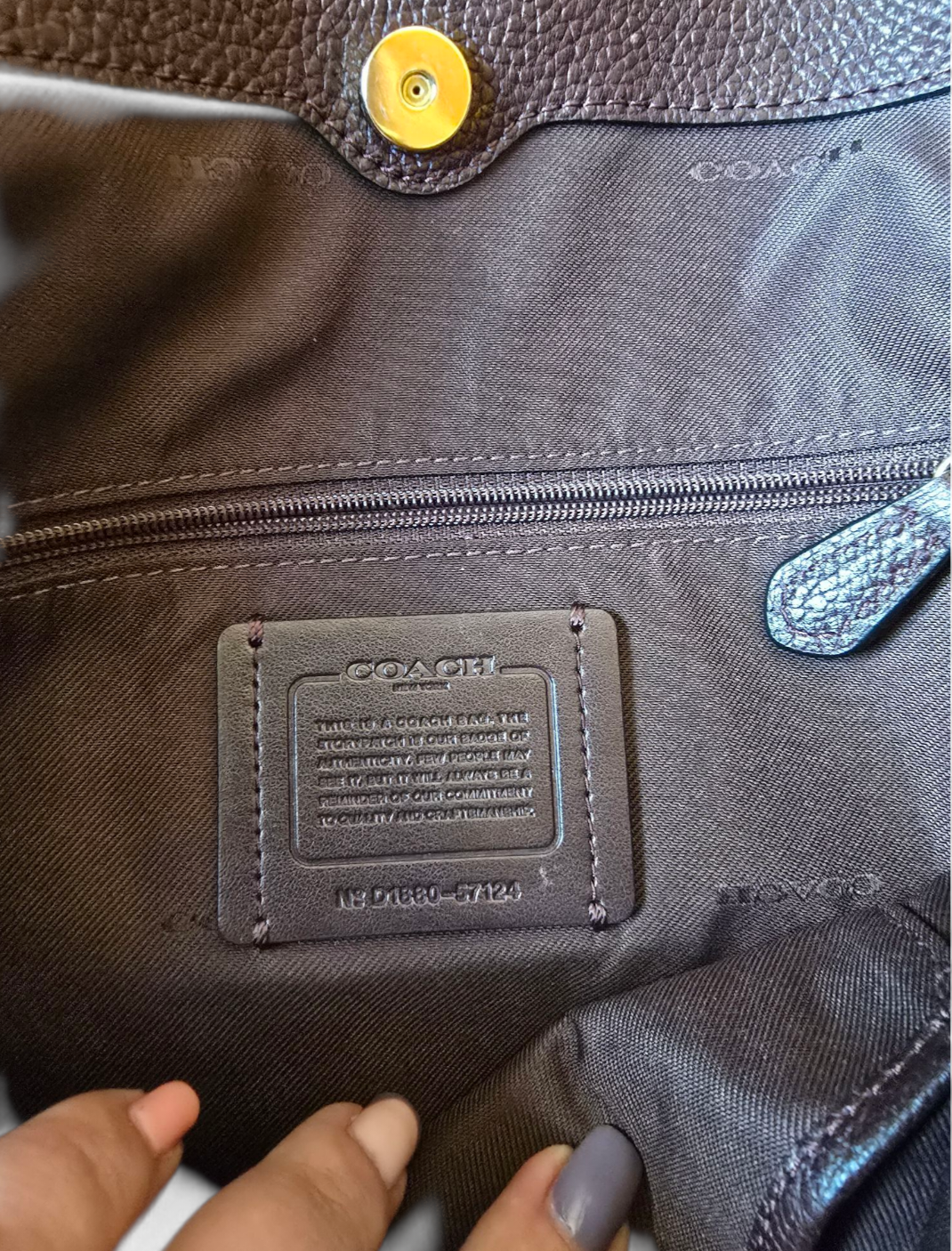 Coach Burgundy Brown Leather Handbag – Medium Size, Adjustable Strap, Creed Patch D1880-57124