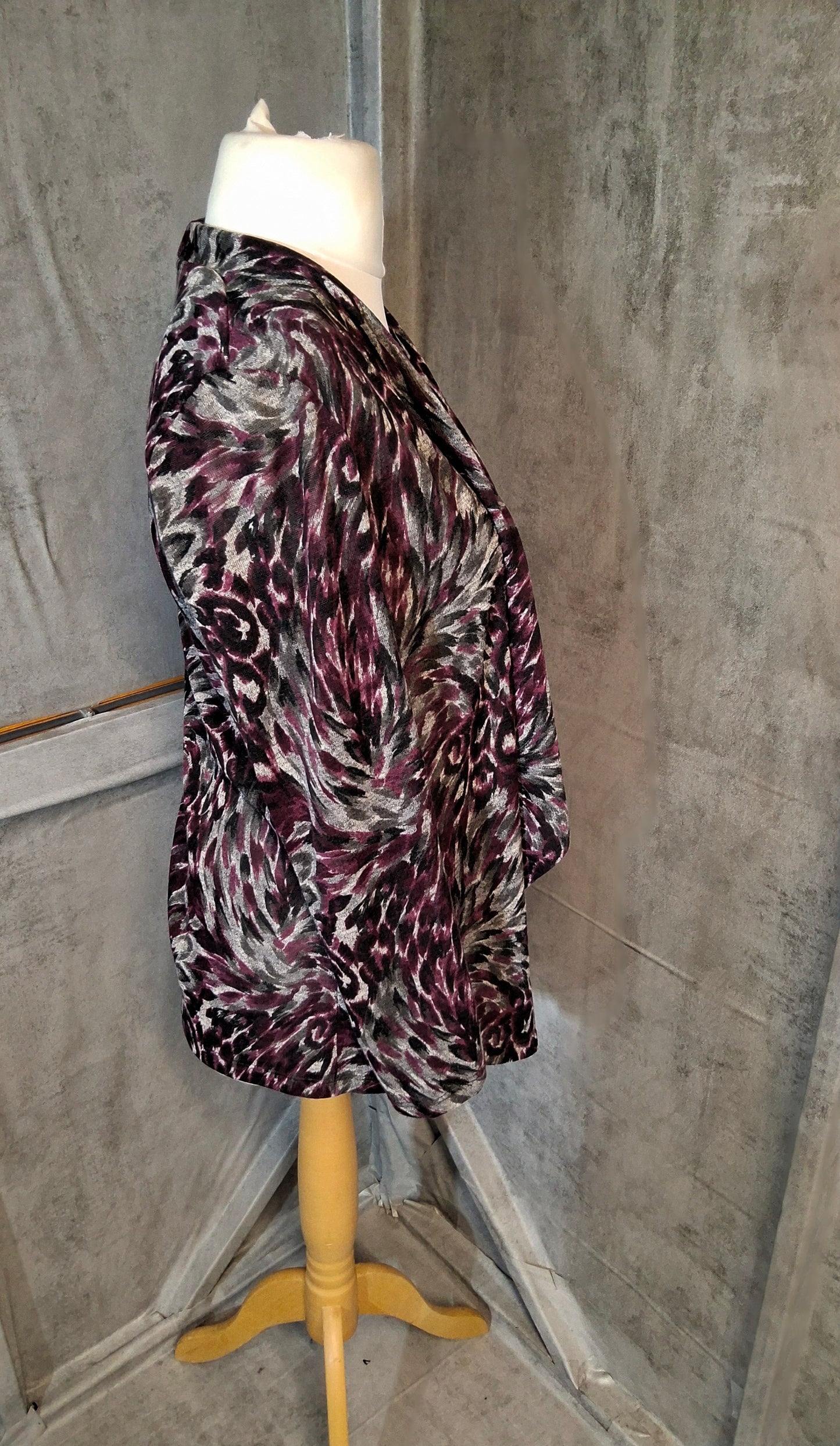 Mr Max Purple & Grey Waterfall Cardigan | Lightweight Sheer Look | XS size 8-10