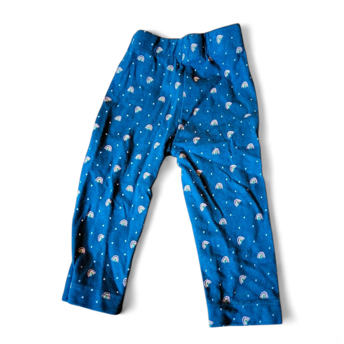 Peacocks Girls Navy Leggings – Rainbow Print – 3–6 Months – Cotton