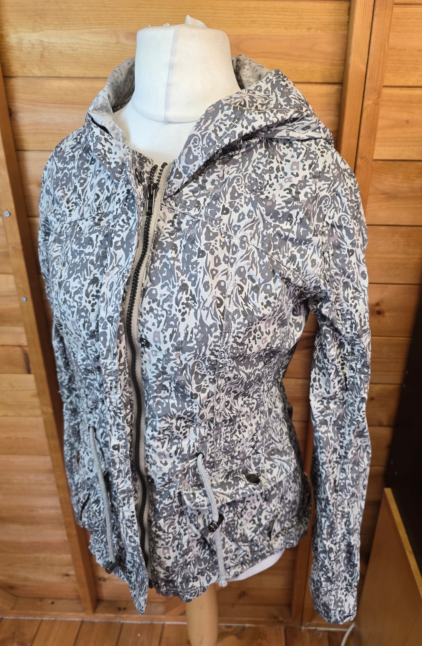 🌿 George G21 Grey Animal Print Lightweight Jacket | Size 10 | 100% Cotton 🌿
