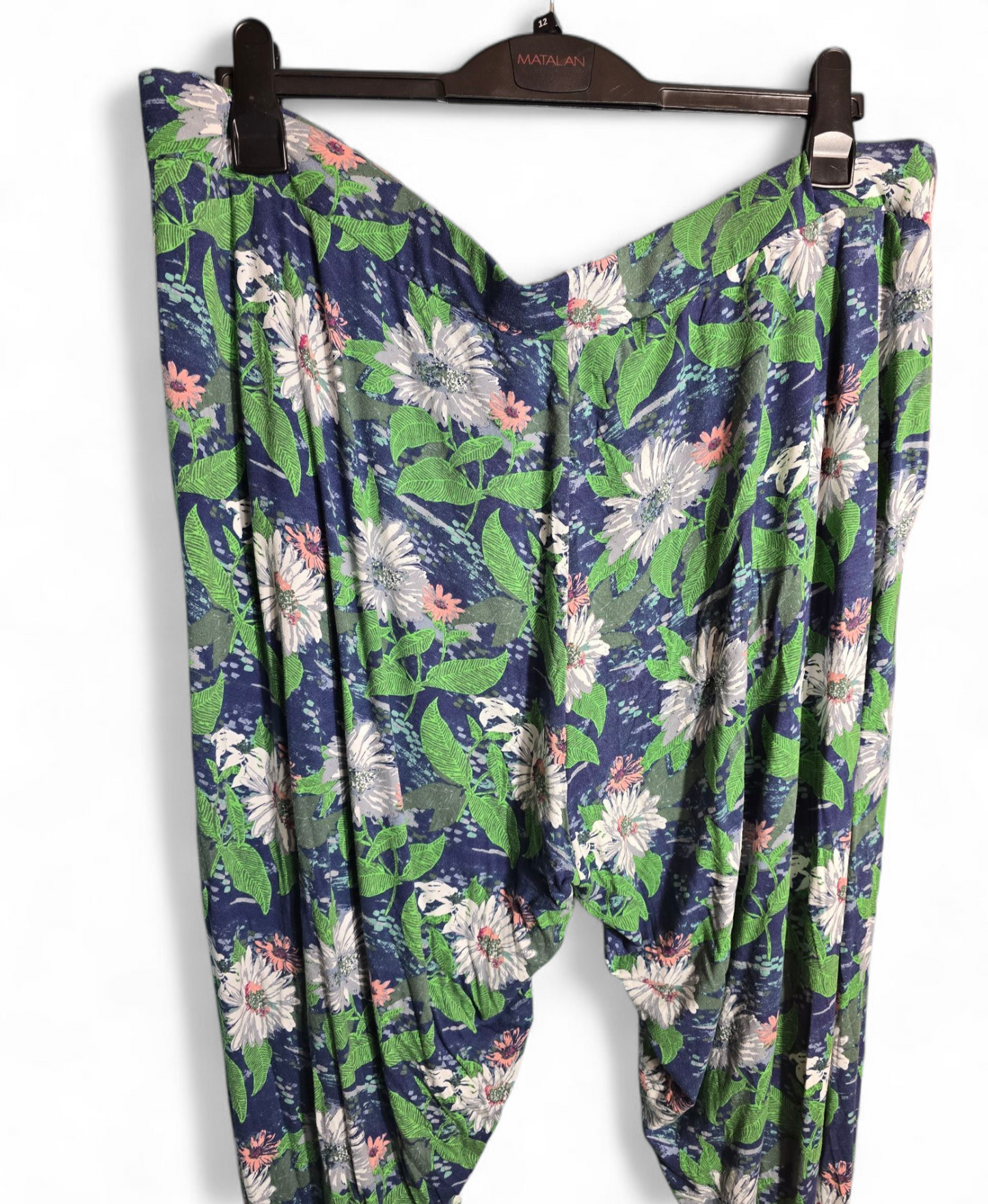 Nutmeg Floral Skinny Trousers | Size 24 UK | High Waist, Elasticated, Viscose