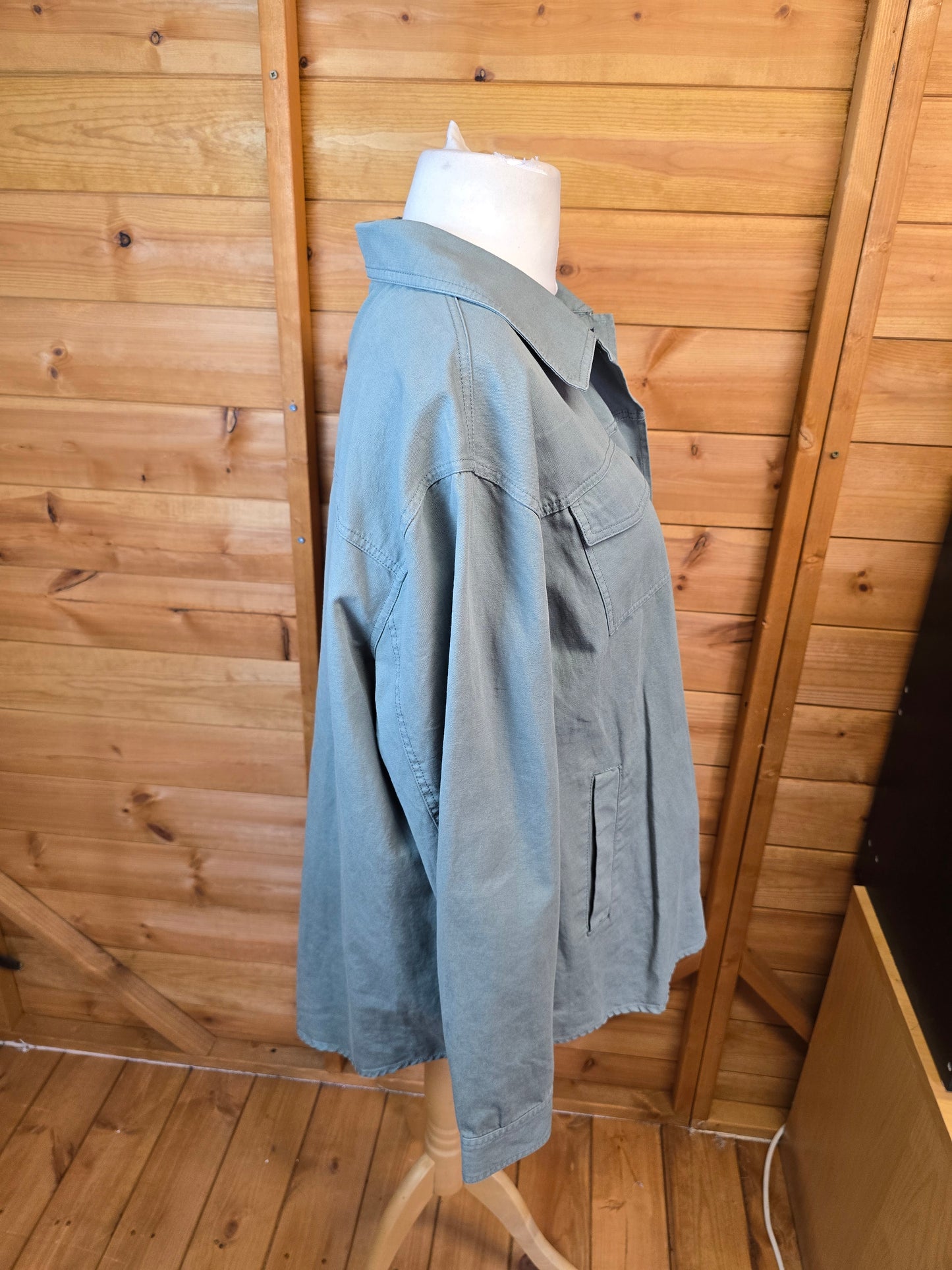 Joules Khaki Green Shacket – Size 14 – Cotton & Linen Blend