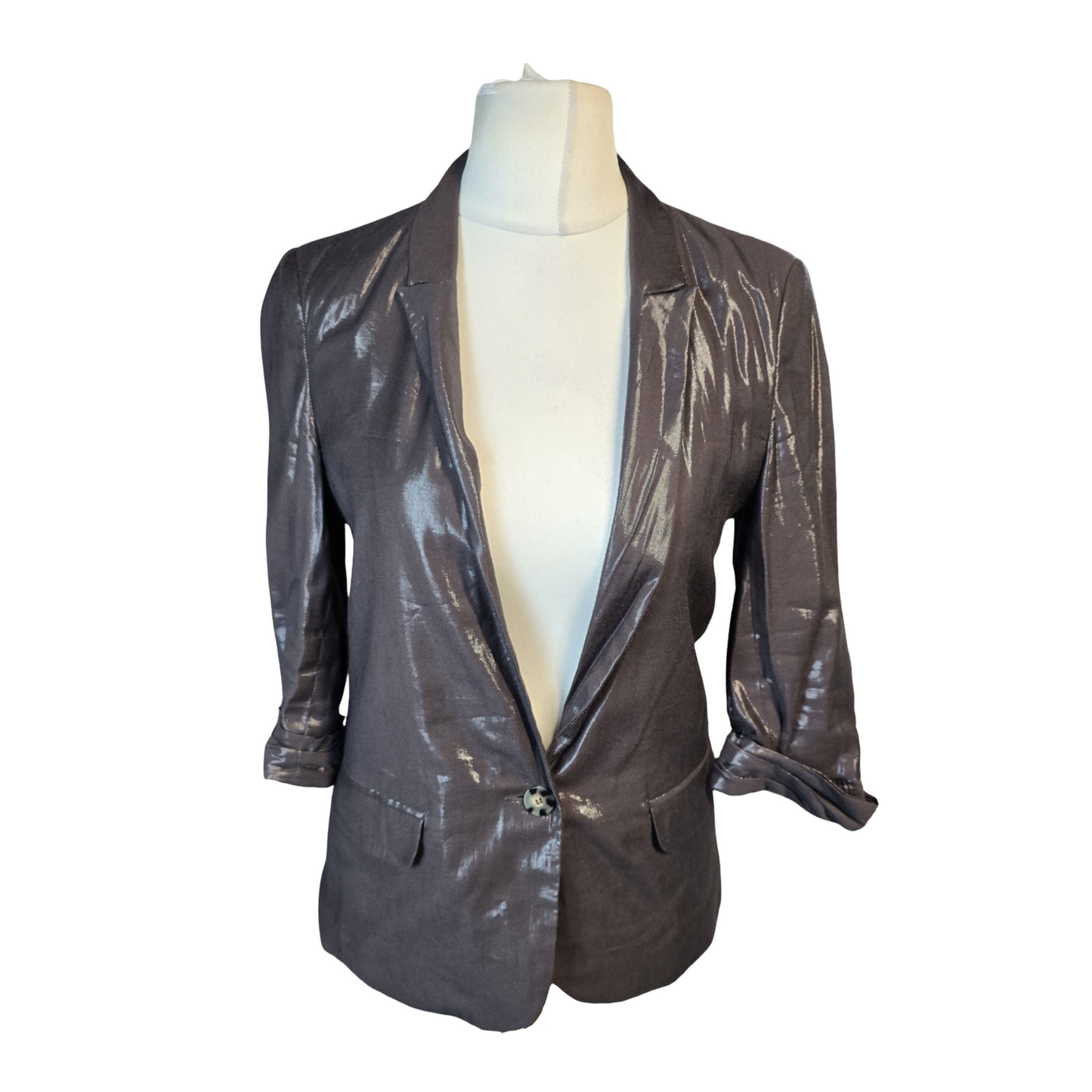 River Island L’Art Copper Brown Shiny Blazer – Size 8 – Late 90s / Early 00s