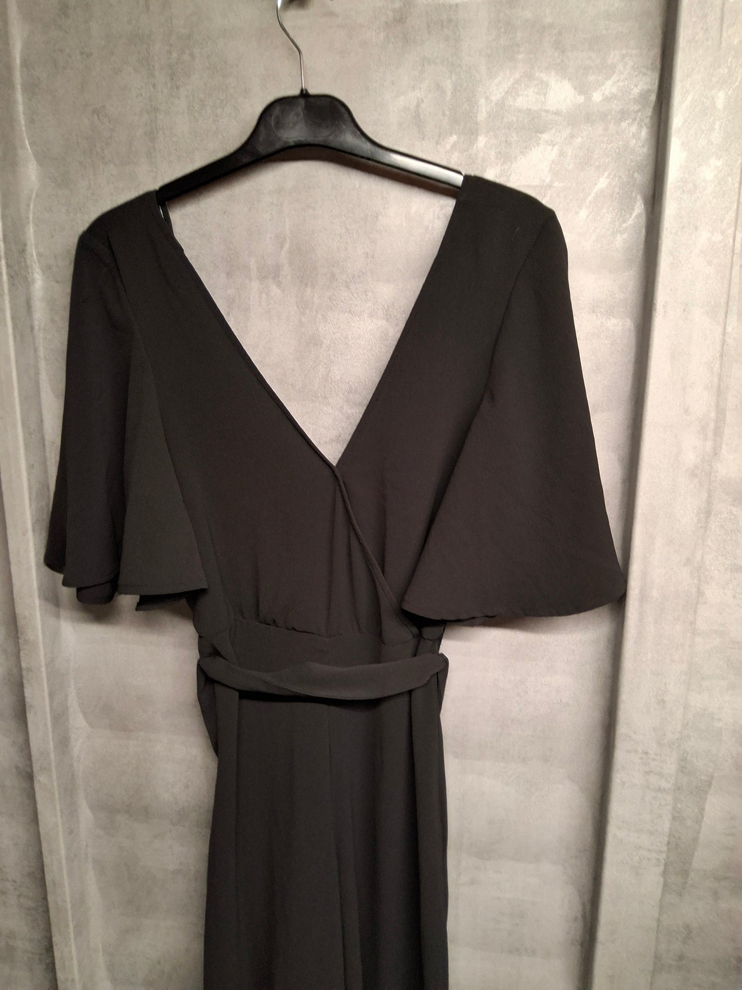 H&M Black Flared Leg Belted Jumpsuit – Size EU34 (UK size 6, fits 8)