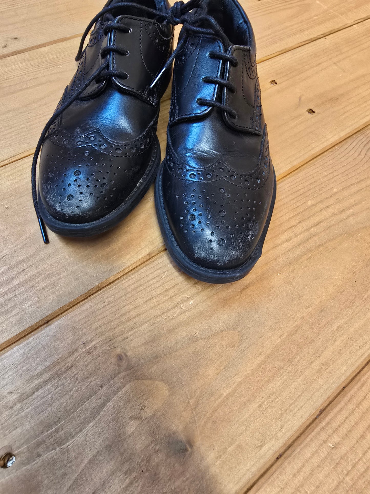 Next Girls Black Lace-Up School Shoes Size 10 – Classic Style, Minor Scuffs, Everyday Uniform