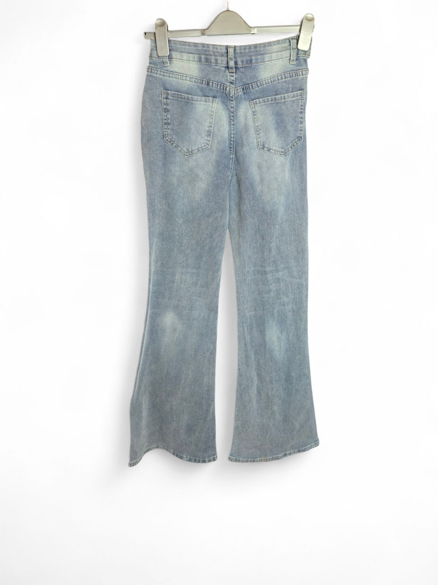 Light blue/grey high waisted flared jeans small size 6/8