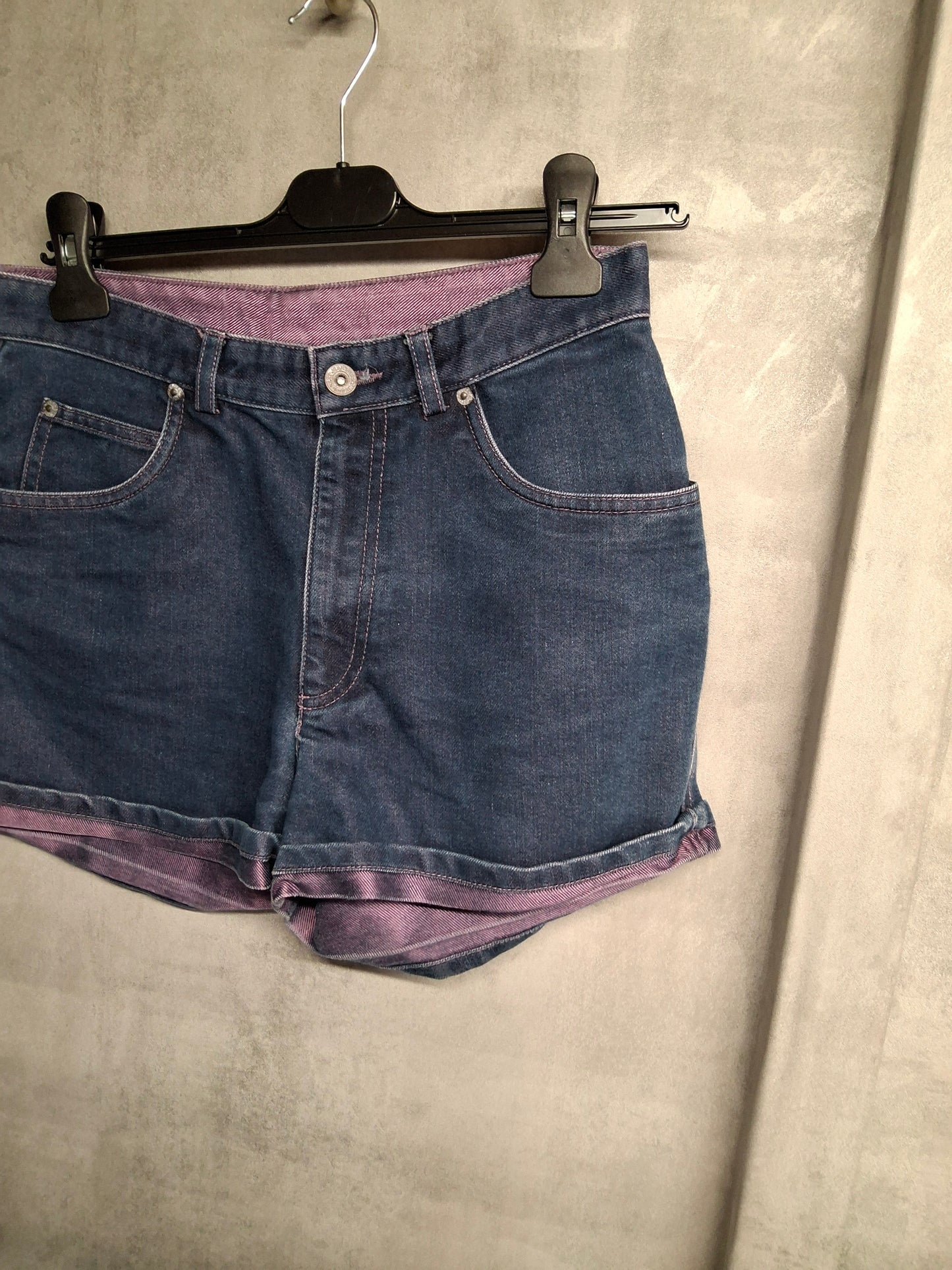 Y2k Next denim blue with purple trim high waisted shorts size 10