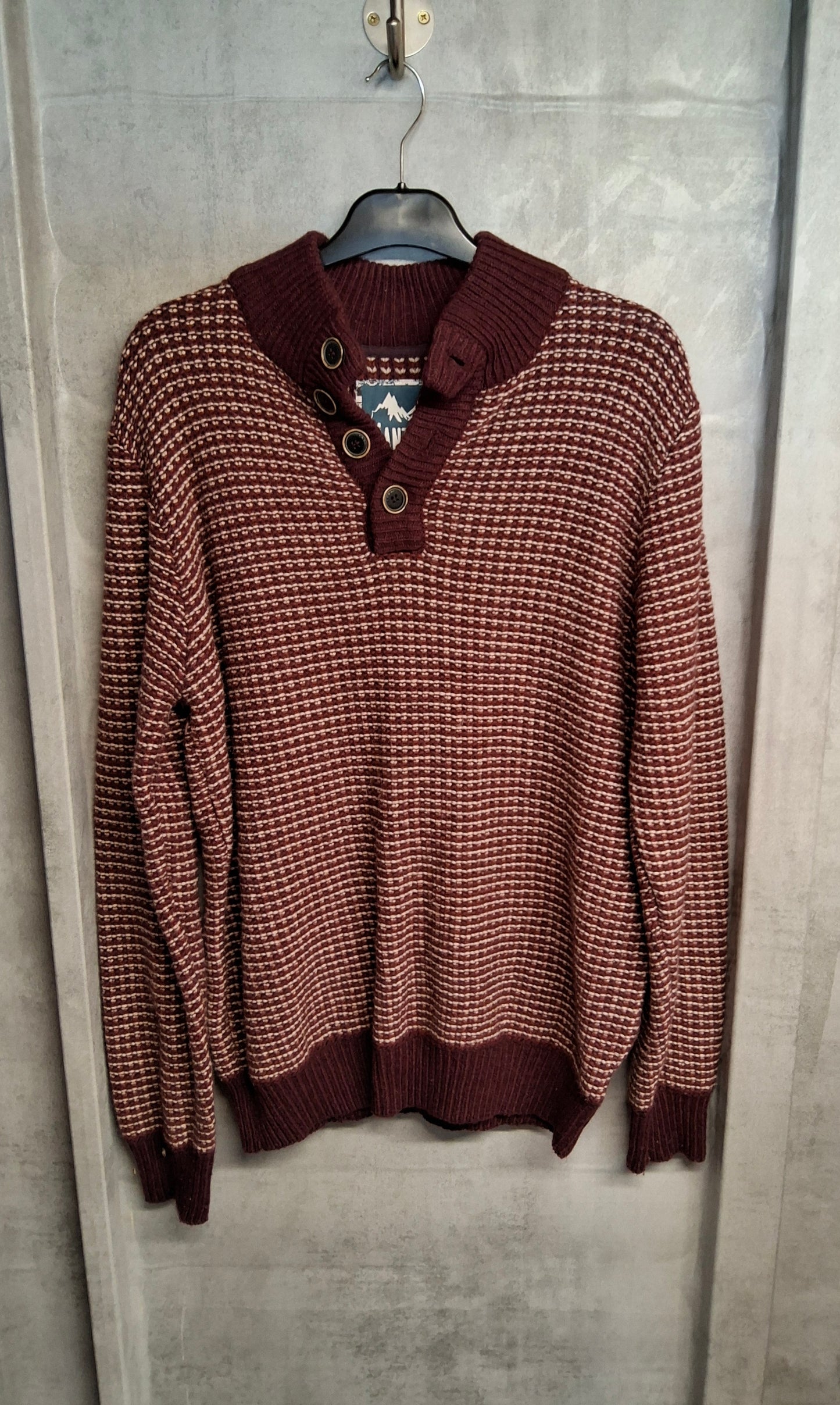 Mantaray Burgundy & White Knit Jumper – Men’s M – Wool Blend