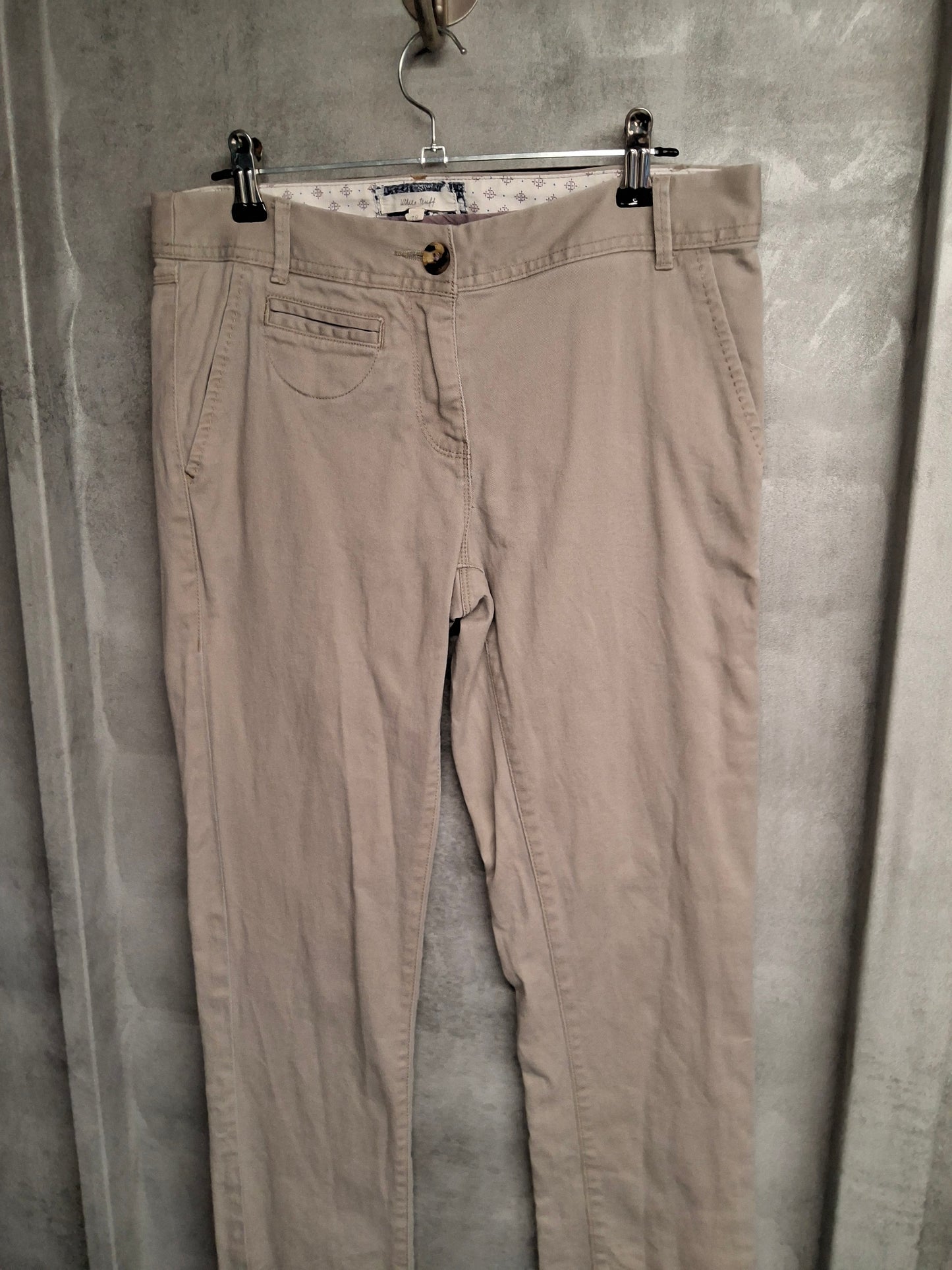 White Stuff Light Beige Slim Leg Trousers – Size 8