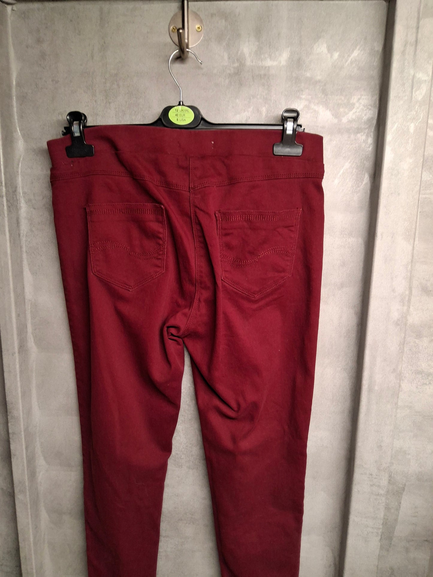 TU Burgundy Stretch Jeggings – Size 14 | Slim Fit, Pull-On, Comfy Everyday Pants with Pockets