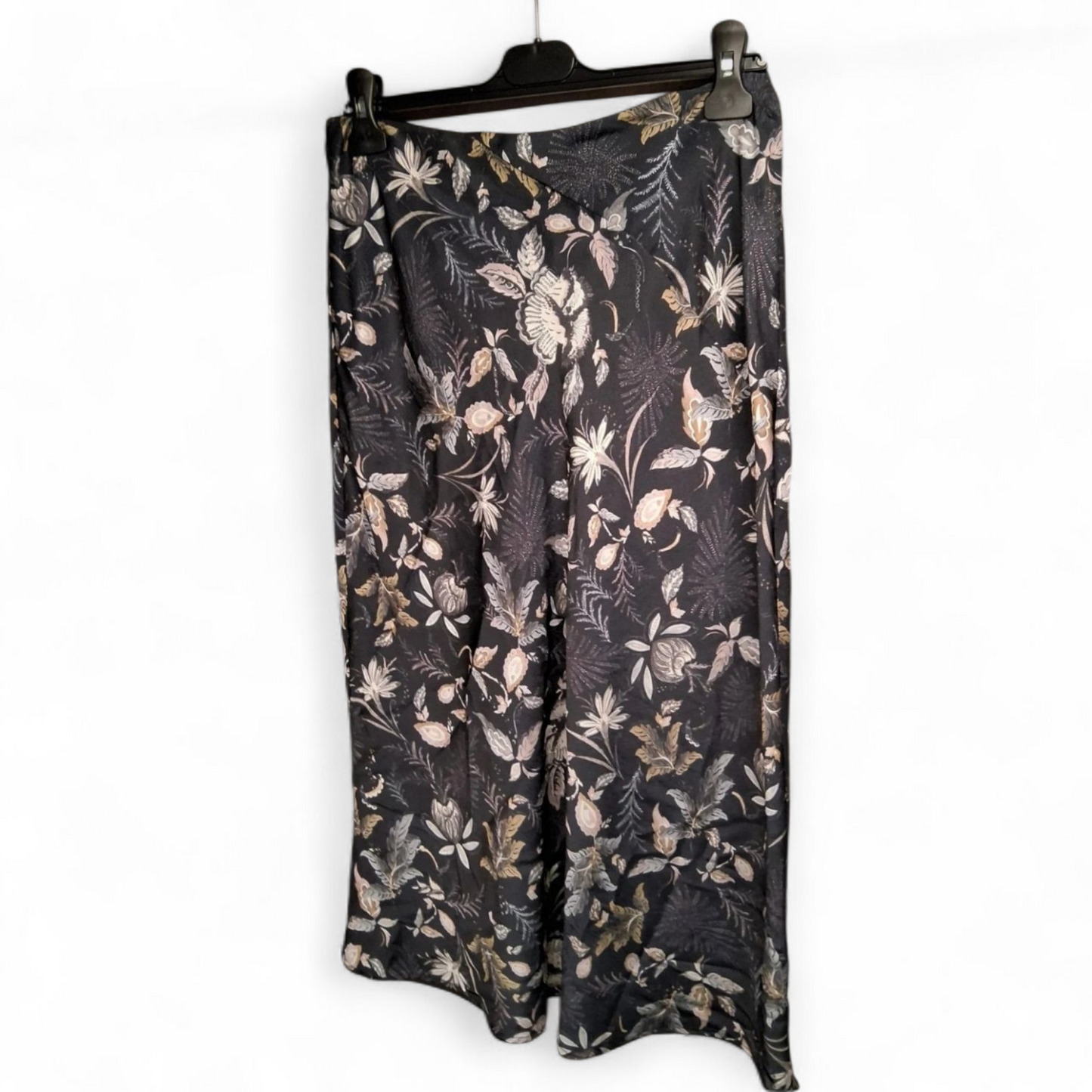 Next Navy & Purple Floral Slip Midi Skirt – Size 10 Silky Flared Style