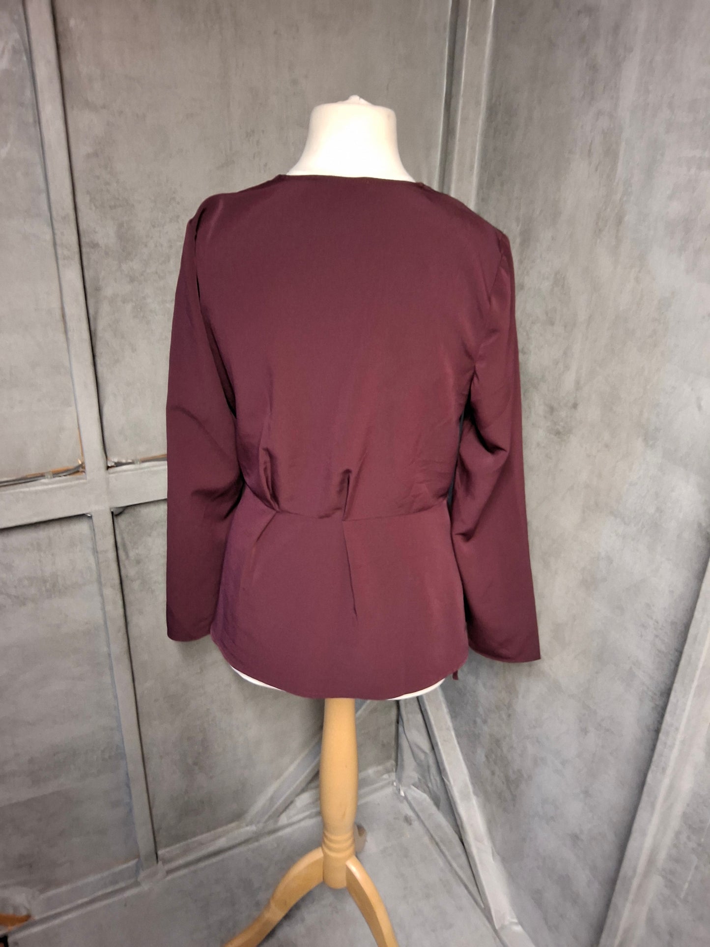 Very Purple Wrap Blouse – Size 10 – V-Neck Long Sleeve Smart Casual Top