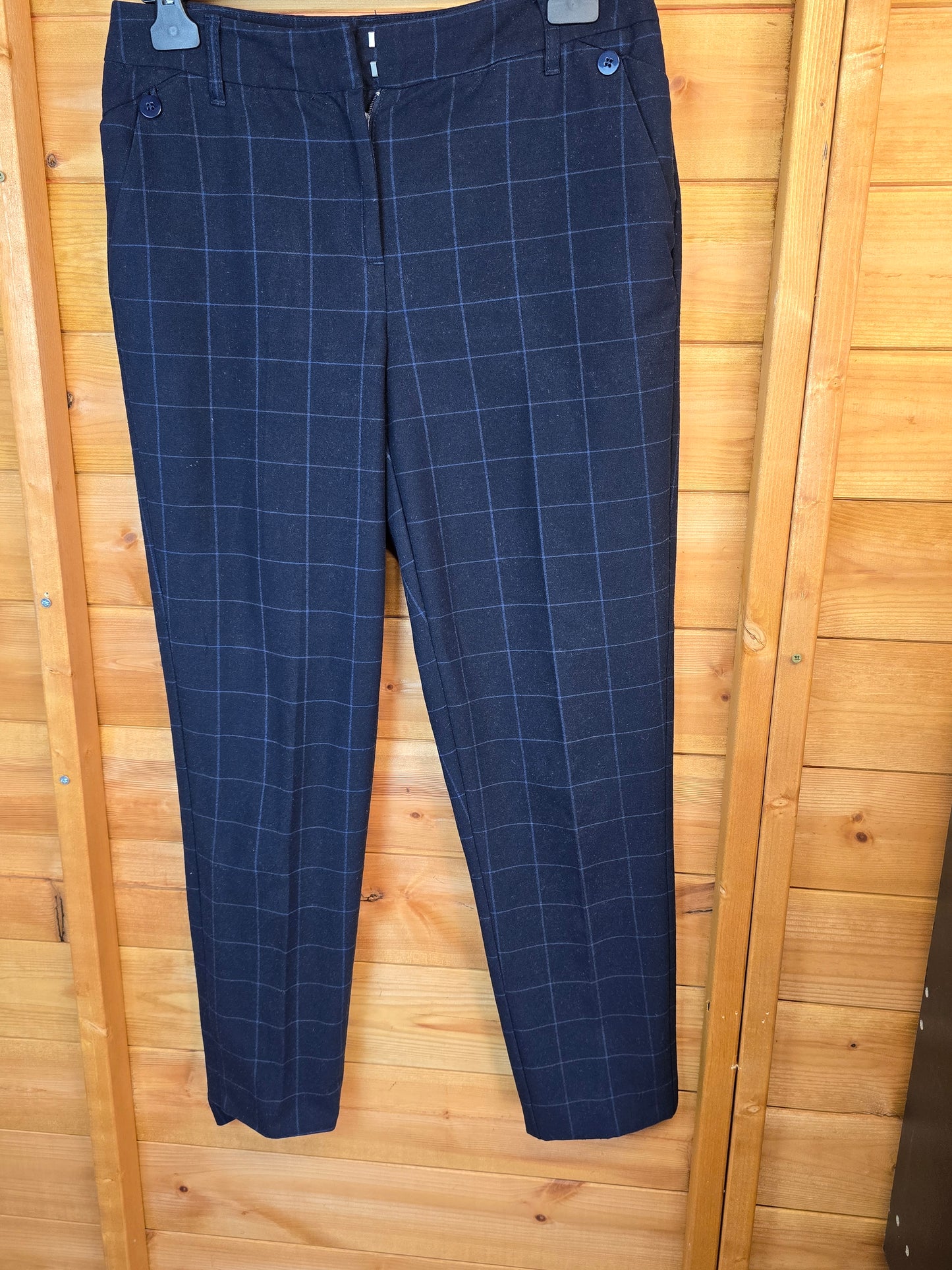 π Laura Ashley Navy Check Trousers β Size 10 | Smart & Thick Fabric