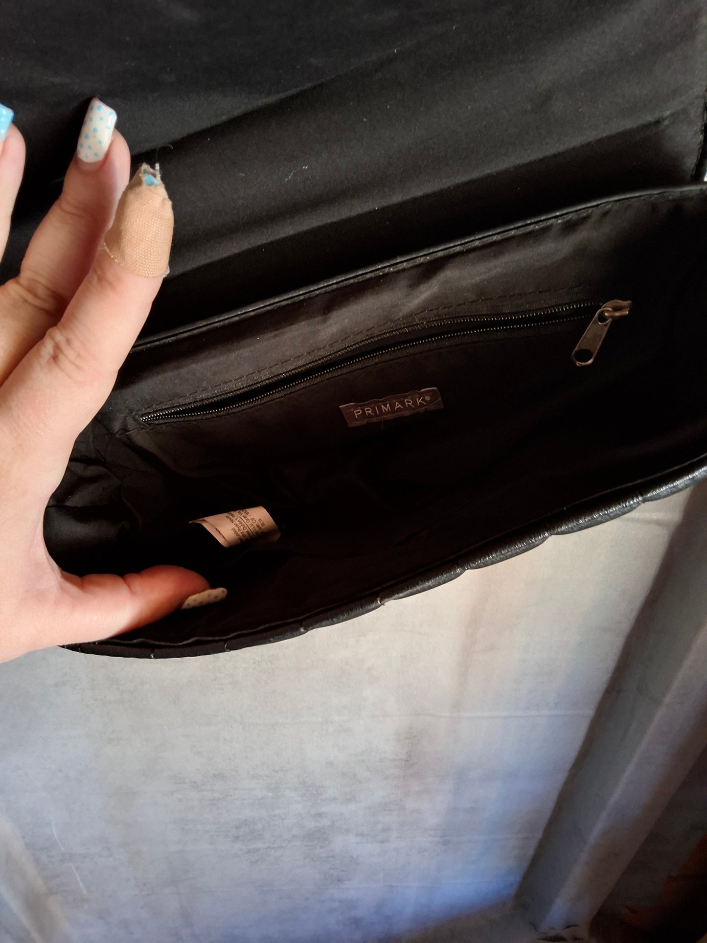 Primark Black Quilted Chain Bag – Popper Close & Dual Strap