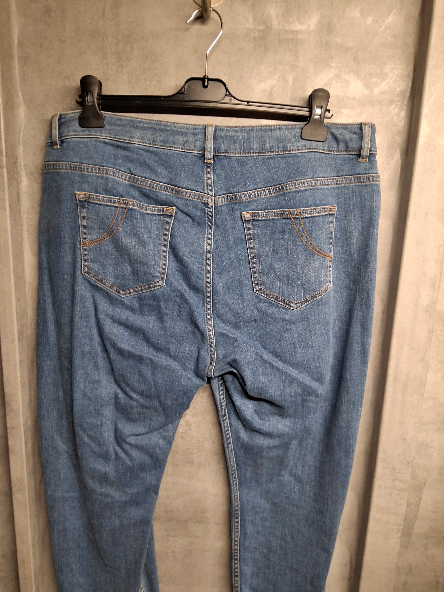 M&S Blue Floral Embroidered Girlfriend Jeans – Size 16