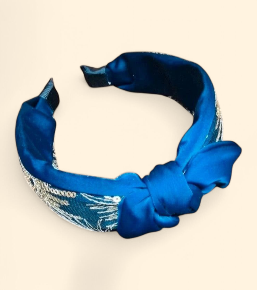 Navy & gold sequin headband