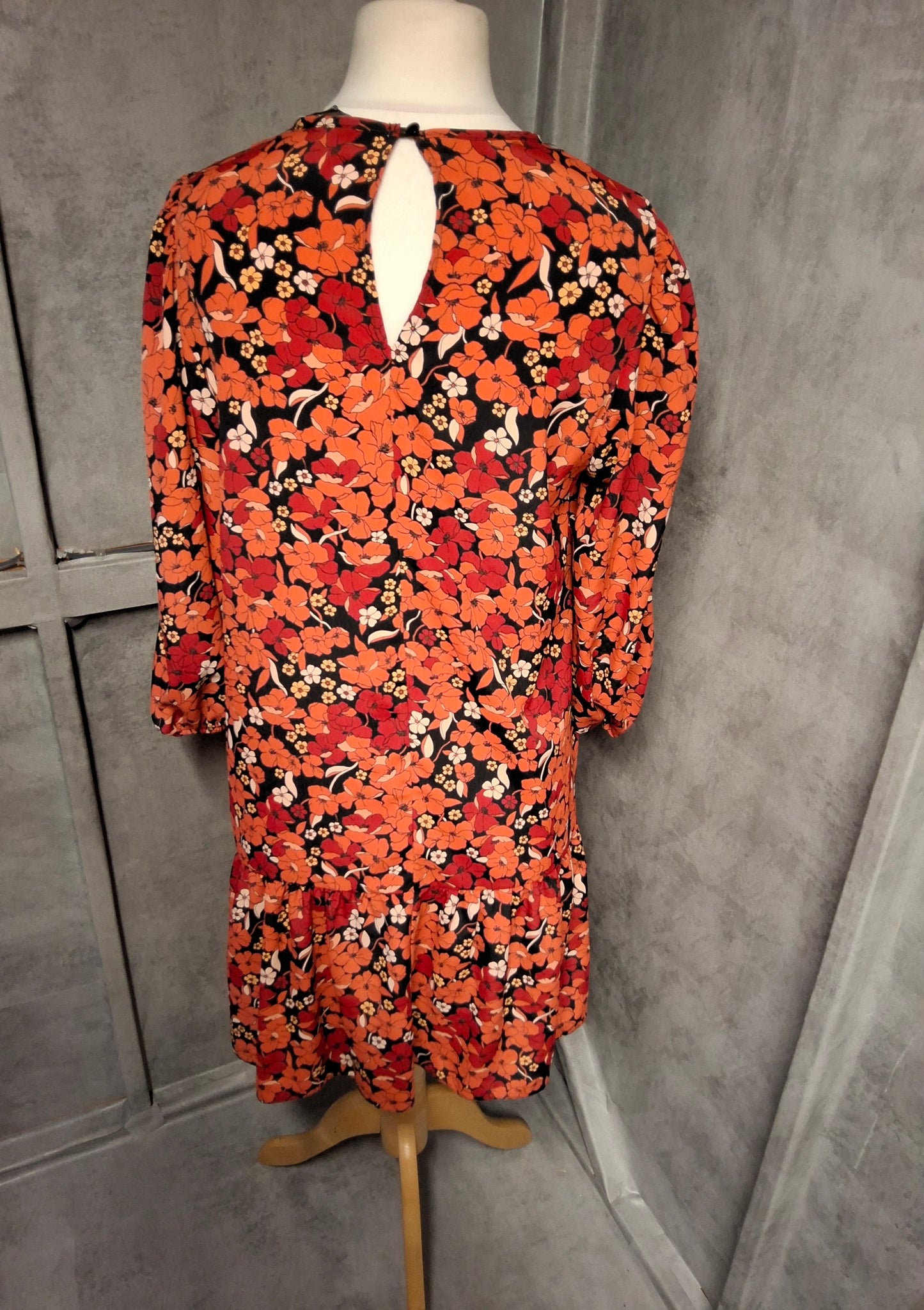 George Black & Red Floral Frill Dress – Size 12 NWT Floaty Perfection