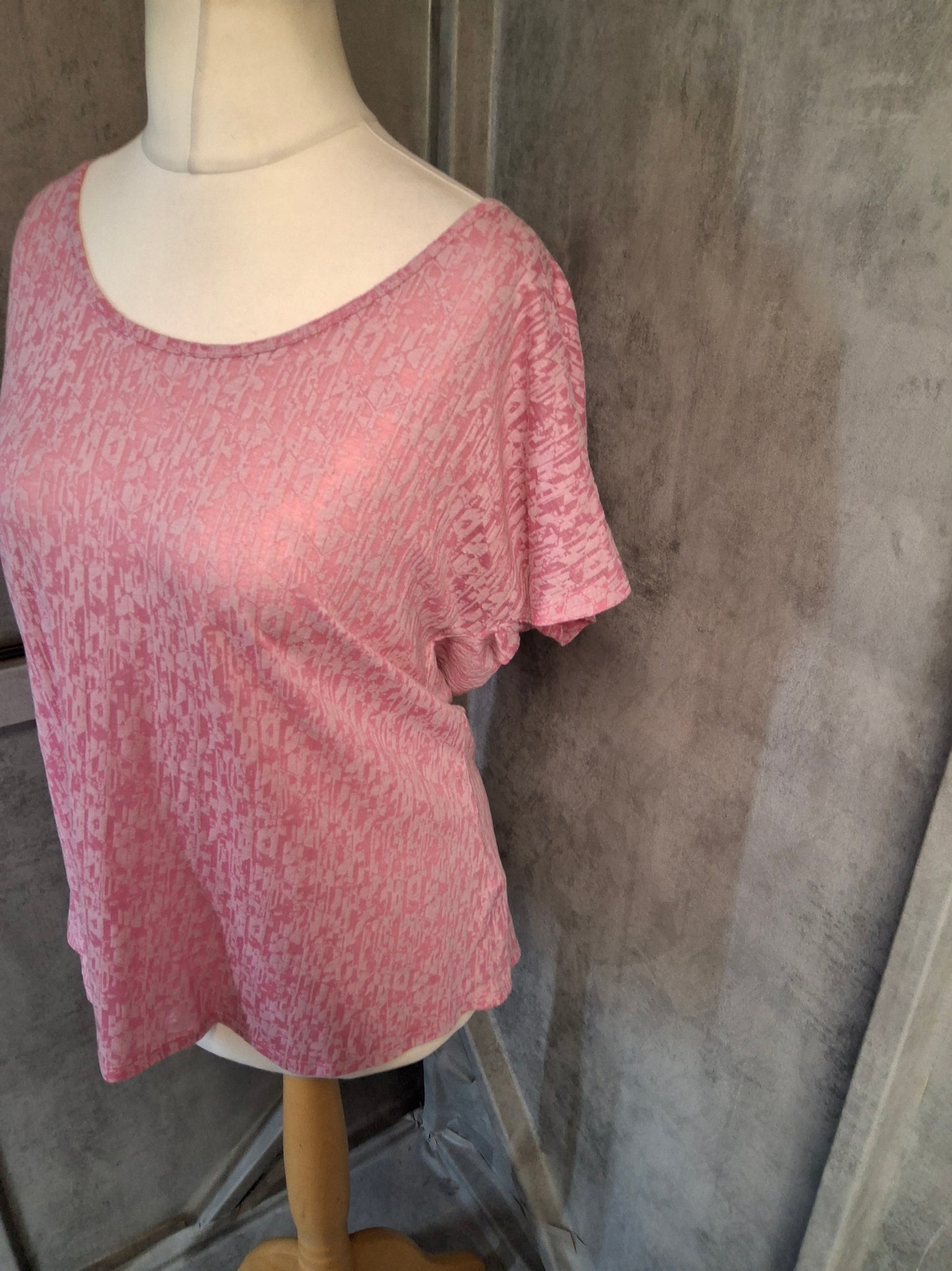 George Pink Scoop Neck T-Shirt with Sheer Back – Size 16