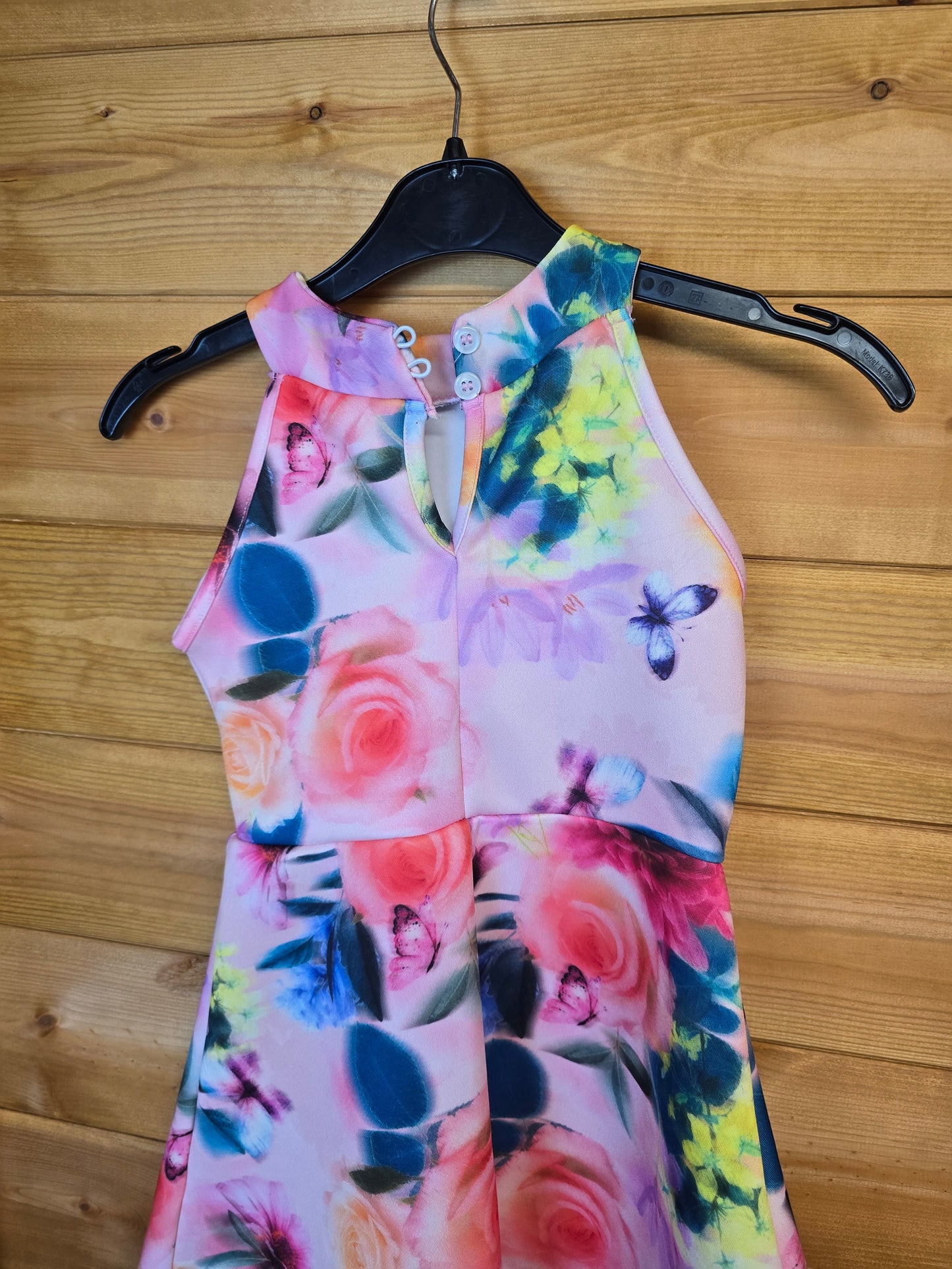 Matalan Girls Pink Floral Sleeveless Dress | Age 4 Years | Button Back Closure