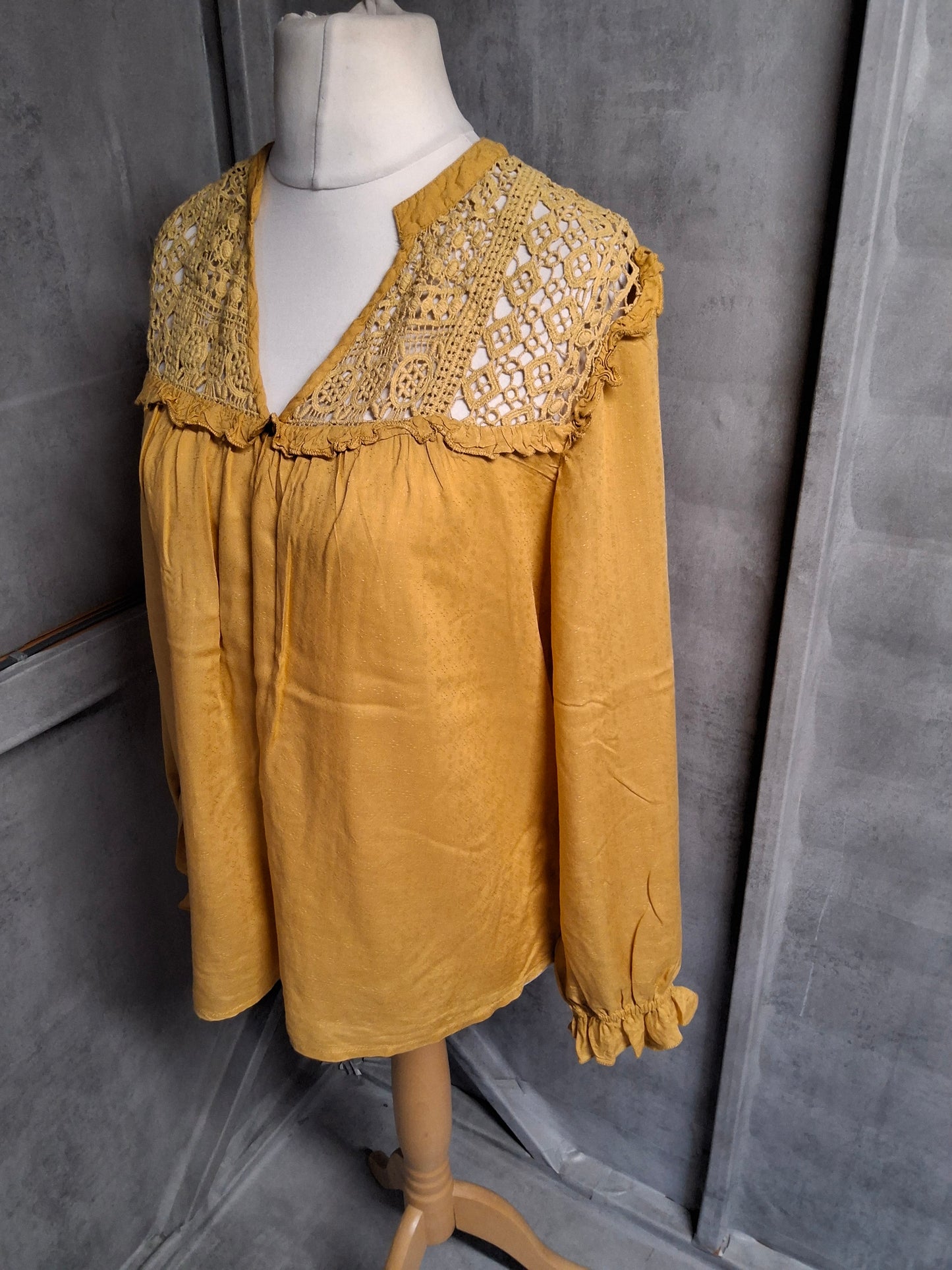 Laura Ashley Mustard Yellow Blouse – Size 12 – 100% Modal