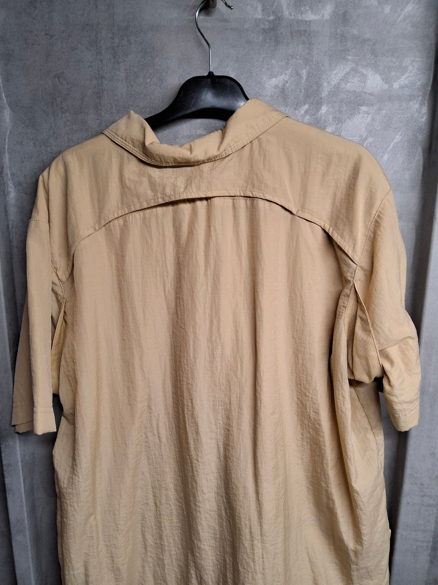 Men's Vintage 90s Y2K Nike Track Jacket – Beige, XL, 1/4 Zip, Short Sleeve, Logo, Retro Streetwear