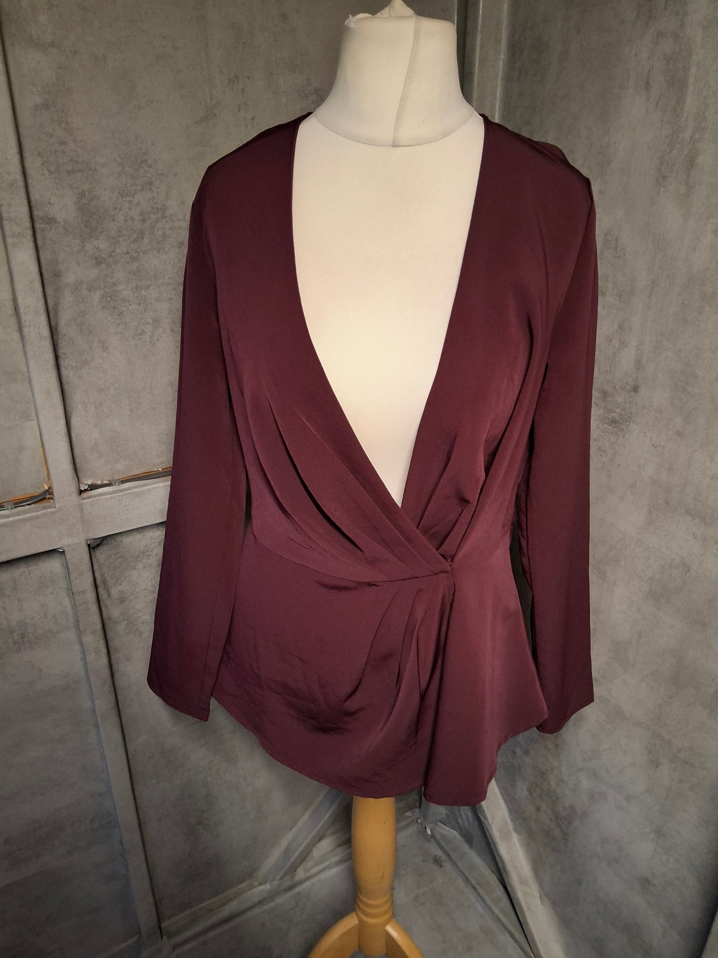 Very Purple Wrap Blouse – Size 10 – V-Neck Long Sleeve Smart Casual Top