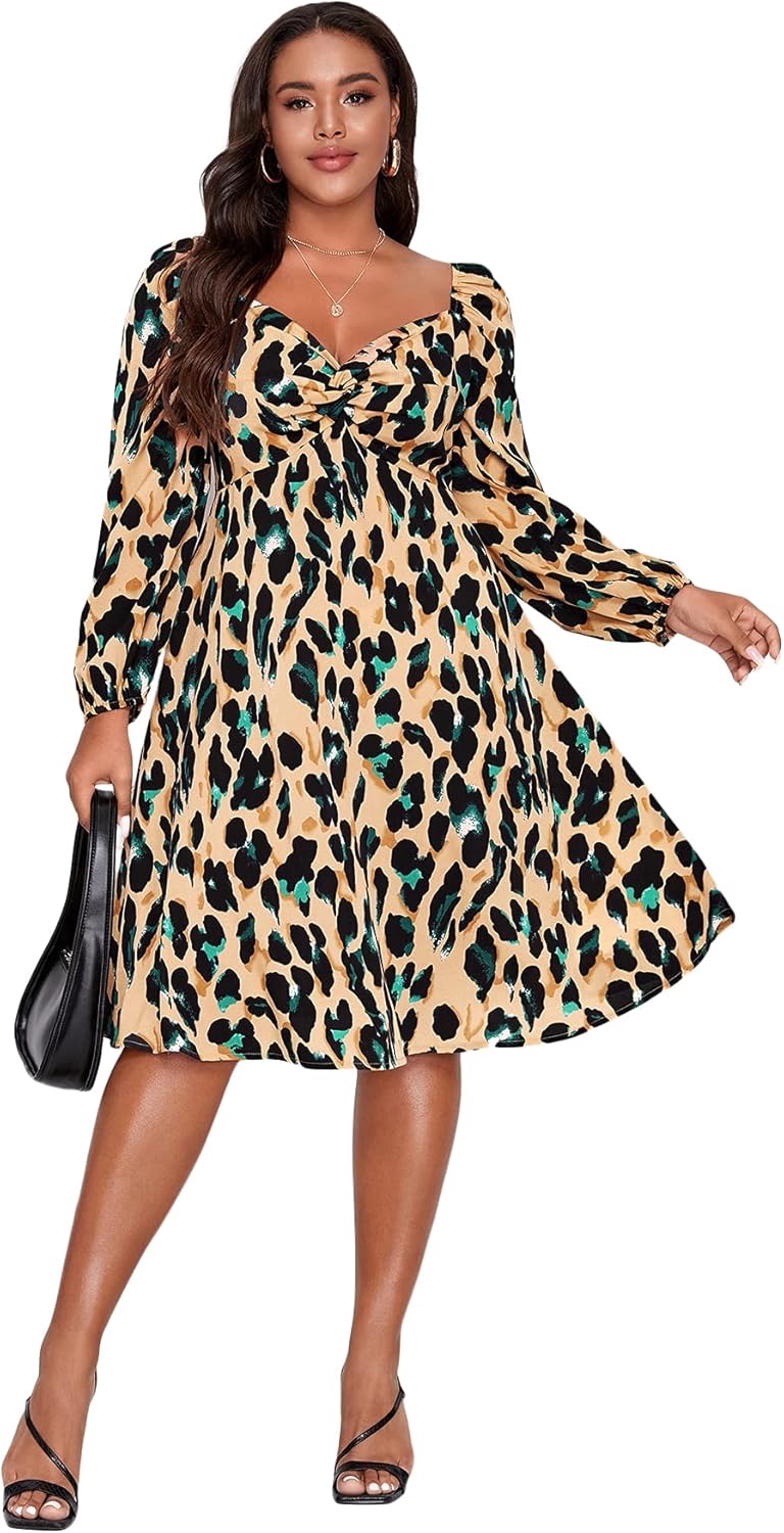 SHEIN Leopard Print Sweetheart Neck Dress β Size 2XL (Fits size 16/18)