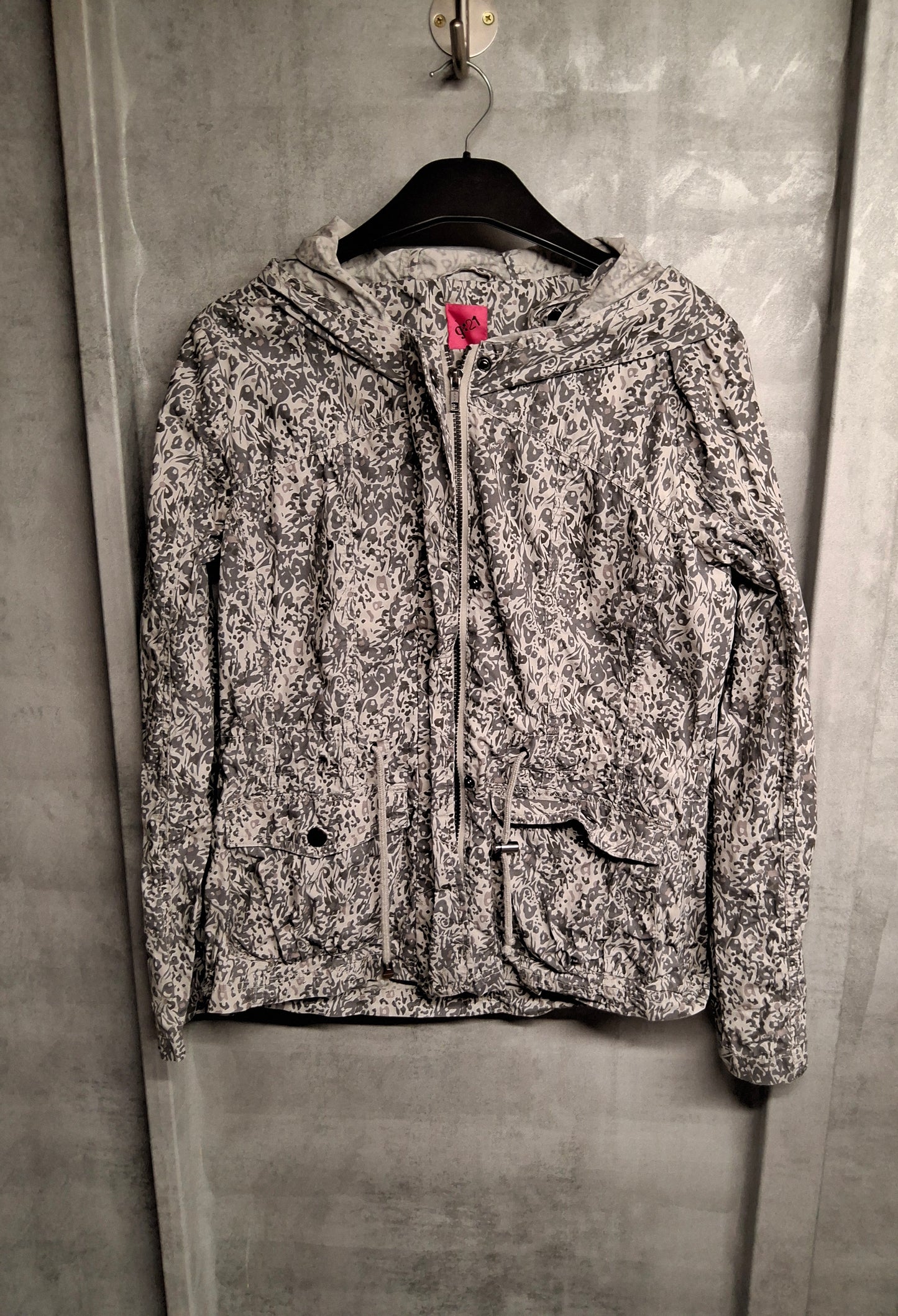 George G21 Grey Animal Print Hooded Jacket – Size 10