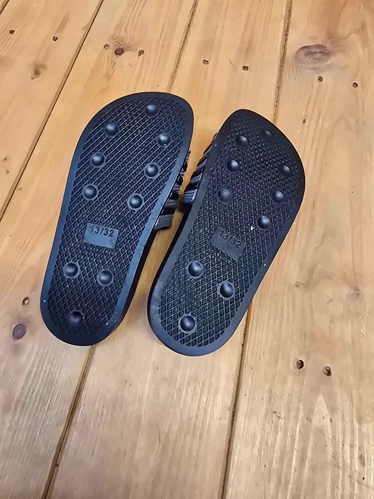 Boys Black & Grey Striped Sliders | Size 13 | Netted Upper | Unbranded | Casual Summer Footwear