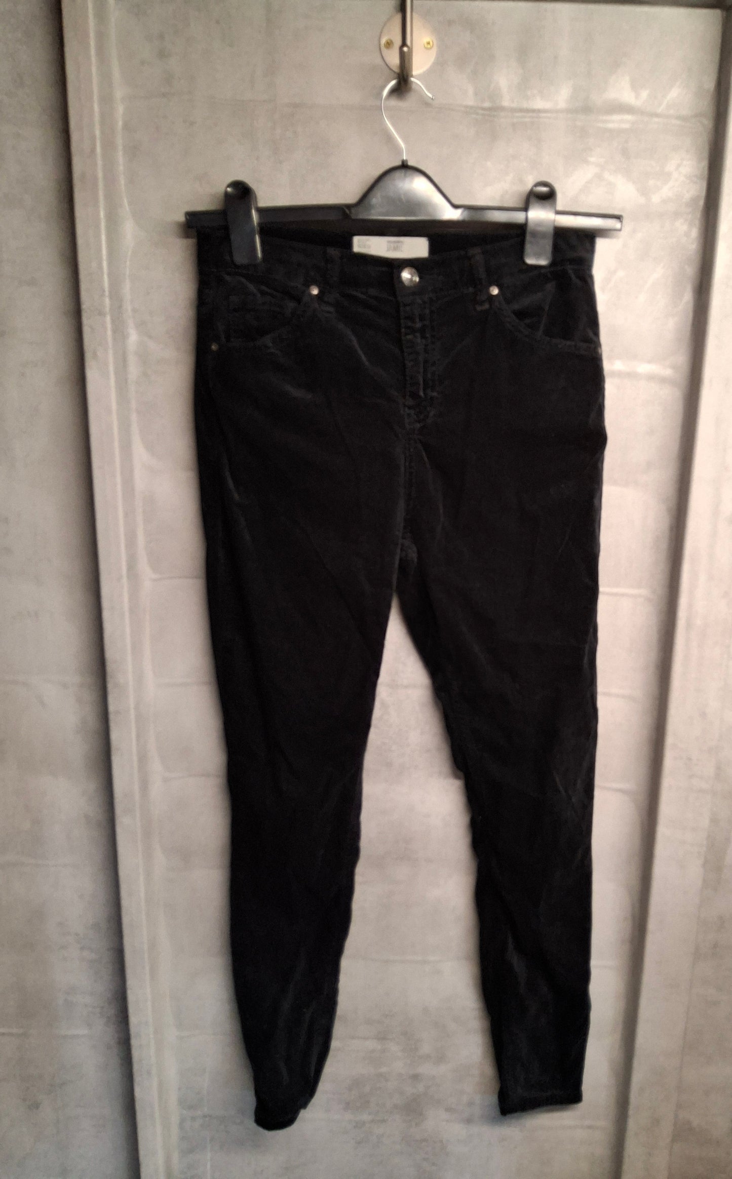 Topshop Moto Jamie Velvet Black Skinny Trousers – High Waist – W28 L32 (UK 10)