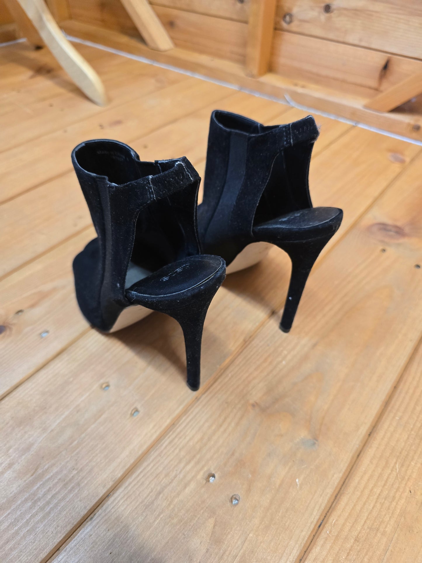 ASOS Black Open Toe & Open Back Stiletto Sandals | Elasticated Sides | 12cm Heel | UK 6 Narrow Fit