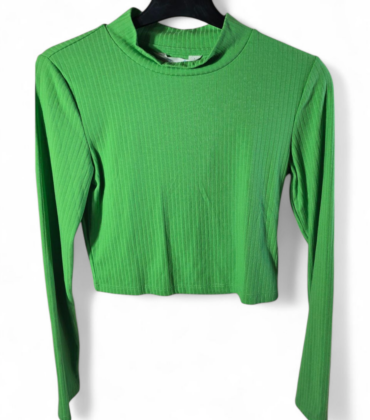 Primark green long sleeved high neck crop top size 10/12
