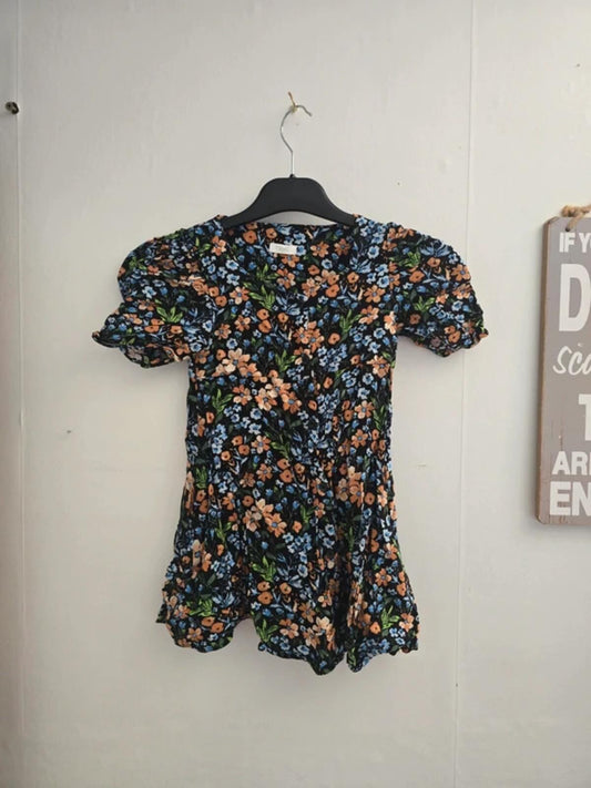 Next Girls Multicoloured Floral Button-Front Flared Summer Dress Age 5 Years