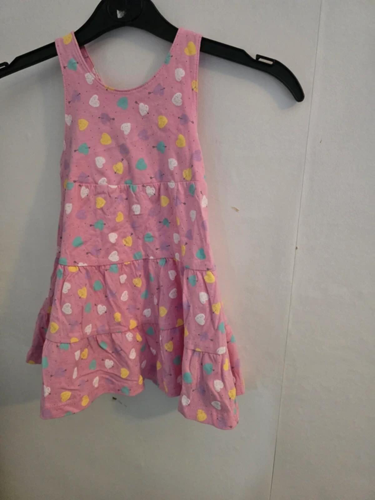 Mothercare Baby Girls Pink Patterned Cross Back Cotton Dress 9-12 Months
