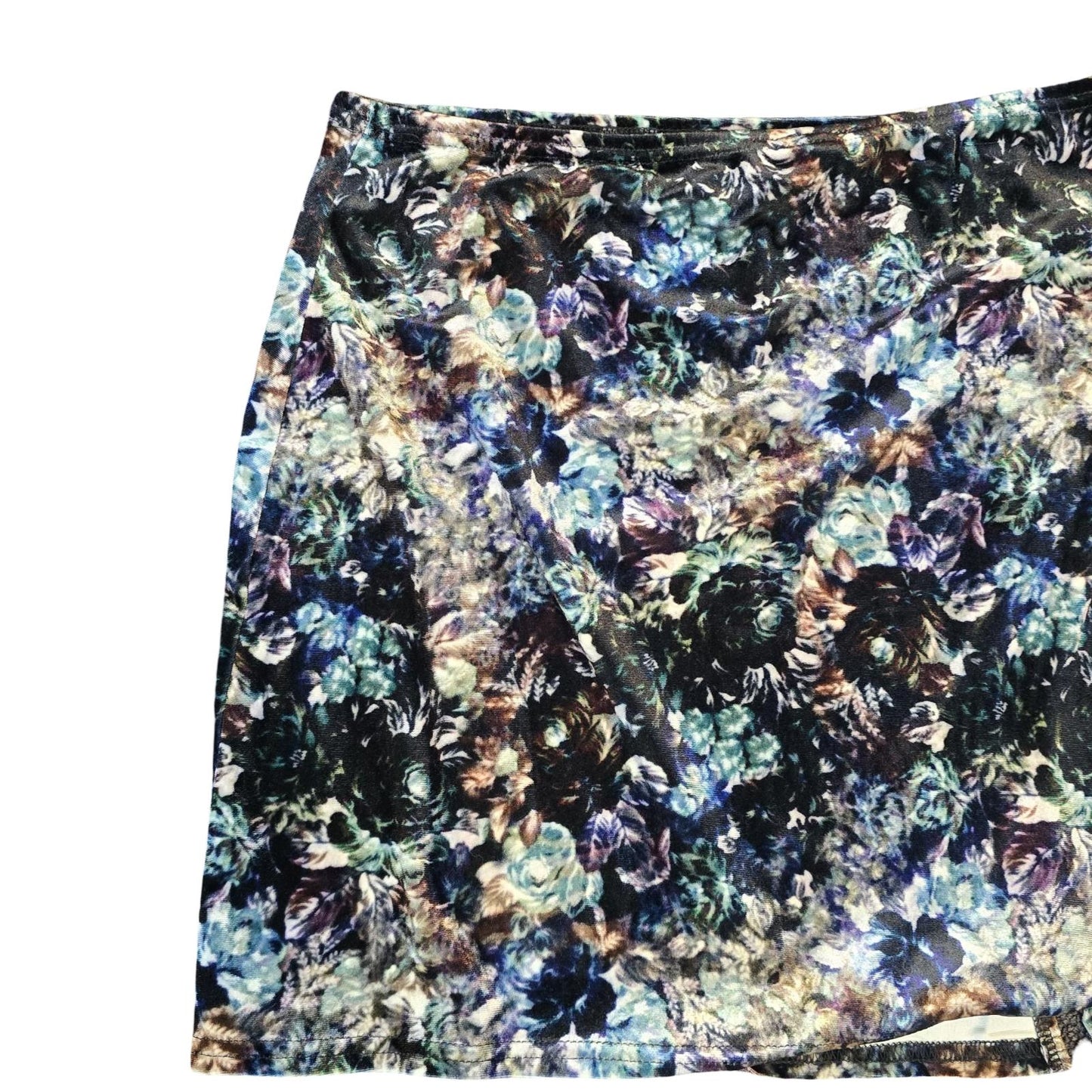 Blue Floral Velvet Mini Skirt L Size 16 Evening Urban Outfitters